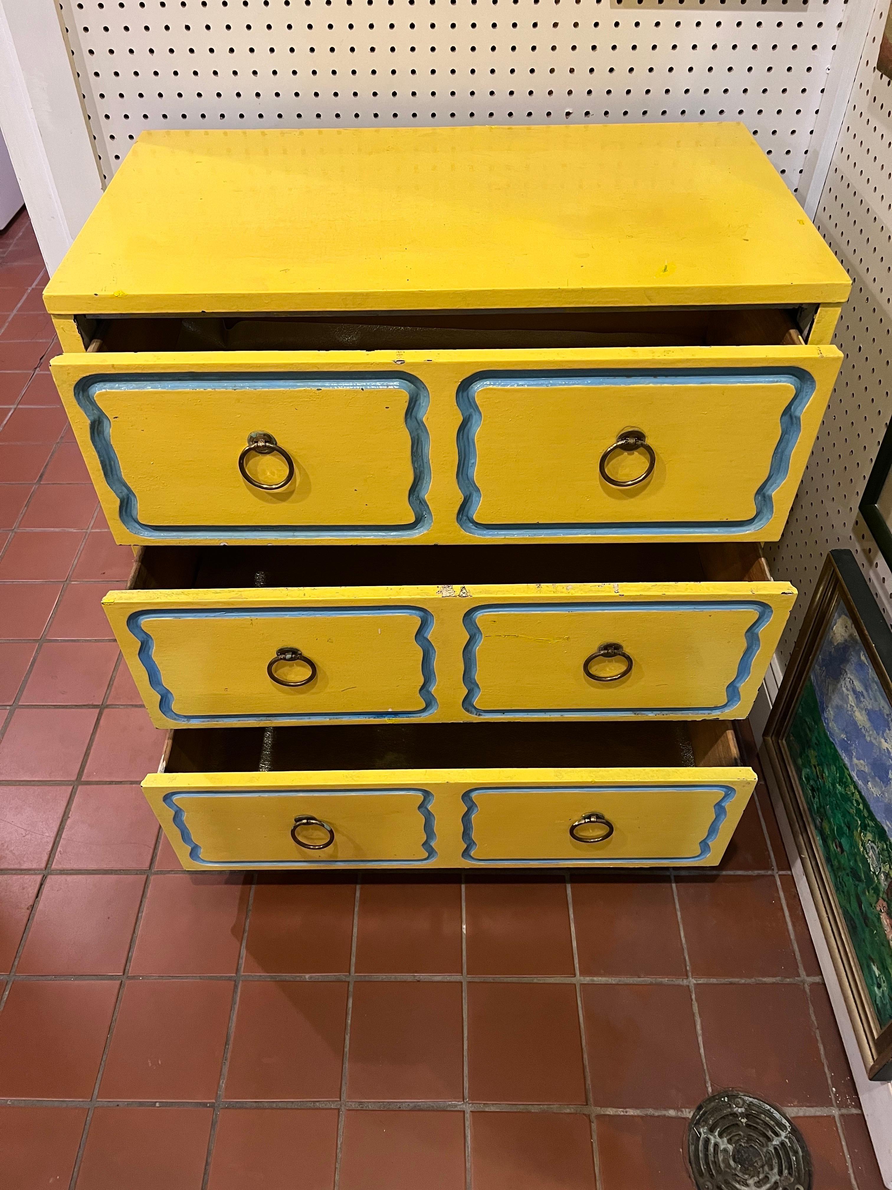 Mid-20th Century Dorothy Draper Style Espana Chest in Yellow For Sale
