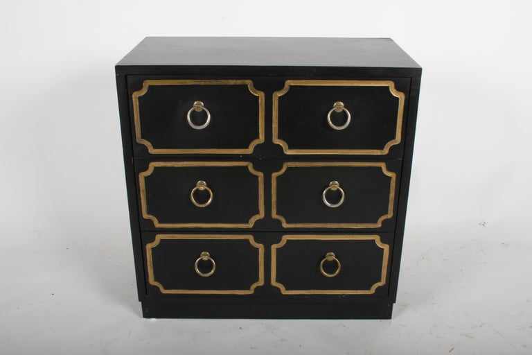 Dorothy Draper Style "Espaa" Group Black and Gold Cabinet, Dresser or Night  Stand at 1stDibs