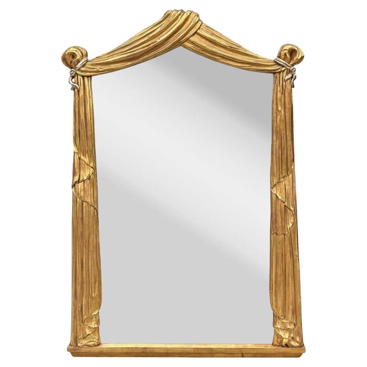 Dorothy Draper Stil Giltwood Drapery Spiegel