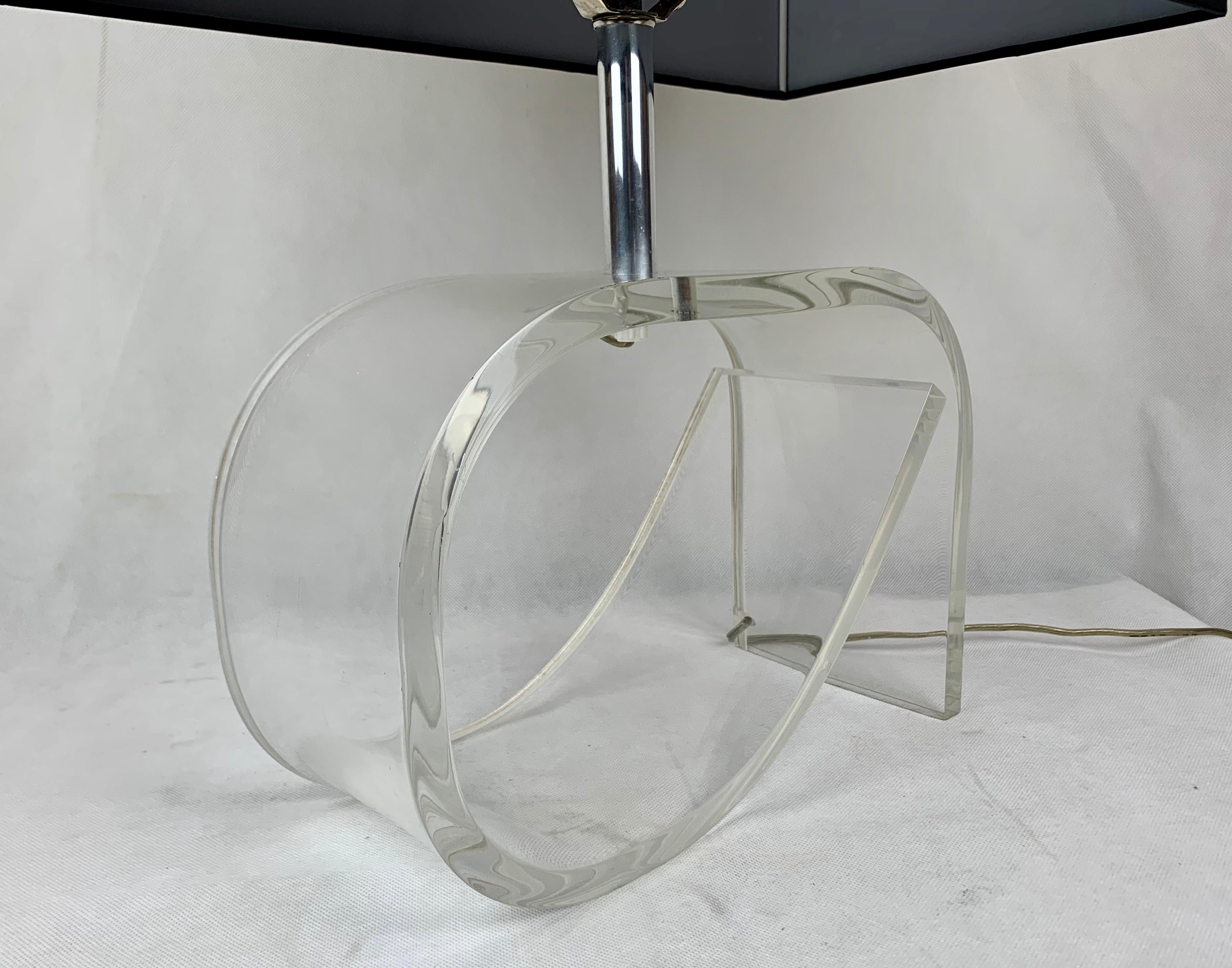 Modern Lucite Lamp with Black Shade in the Style of Dorothy Draper-1960's 