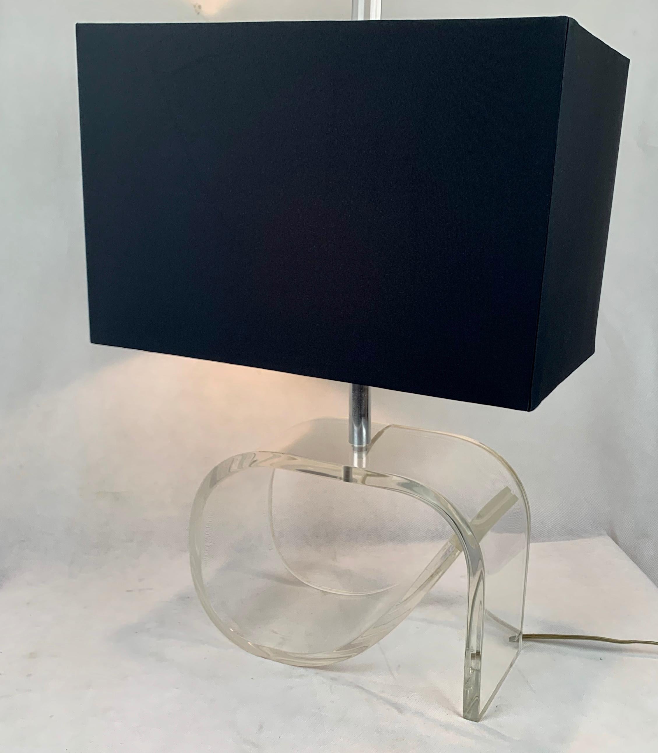 Mid-20th Century Lucite Lamp with Black Shade in the Style of Dorothy Draper-1960's 