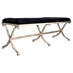 Dorothy Draper Style Neoclassical Long Metal Bench