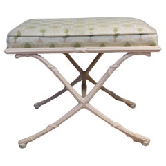 Dorothy Draper Style Neoclassical X Form Metal Bench