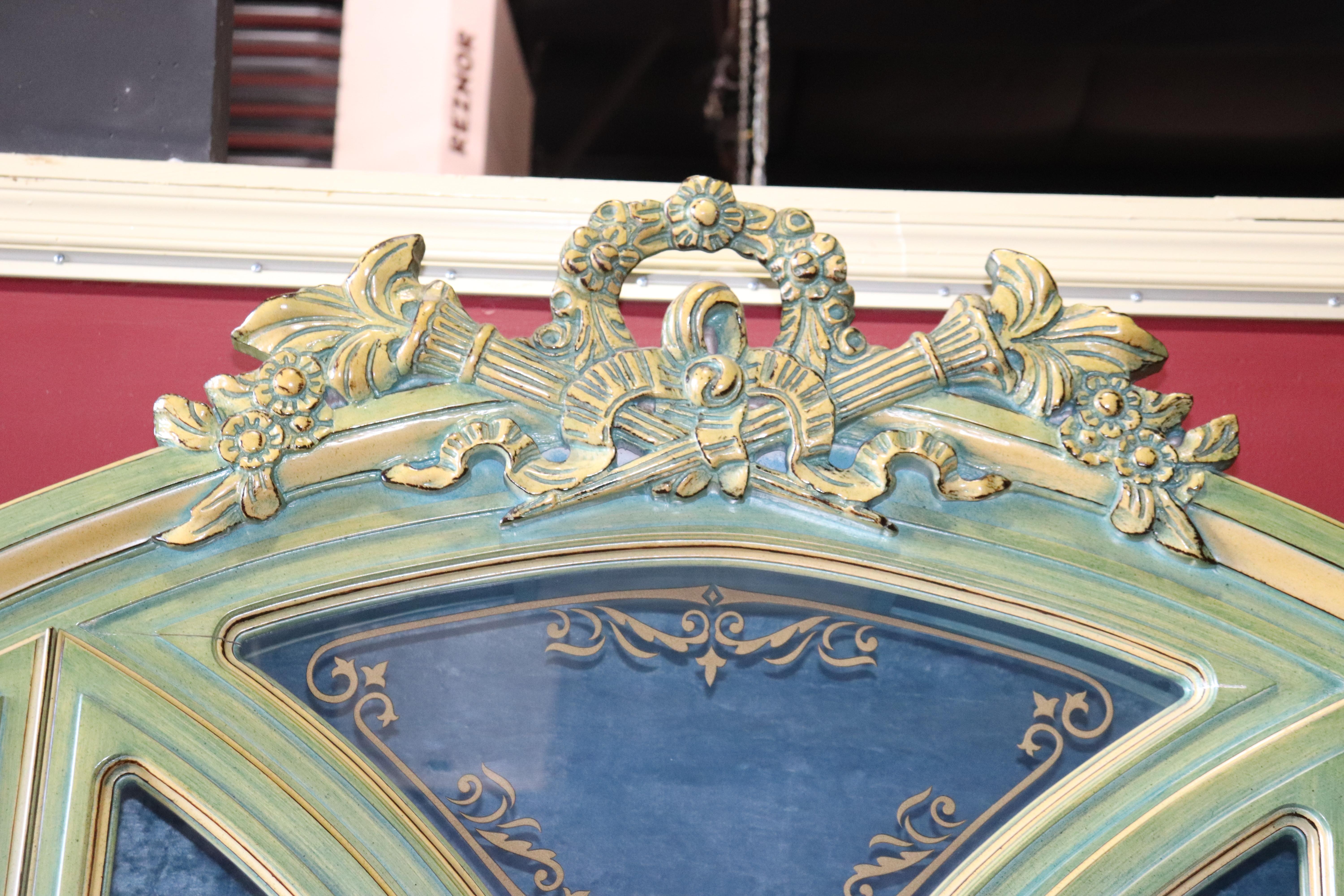 Dorothy Draper Style Painted French Louis XVI Breakfront China Cabinet Vitrine 3