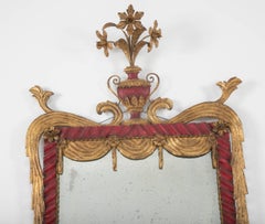 Hollywood Regency Red and Gilt Tole Mirror