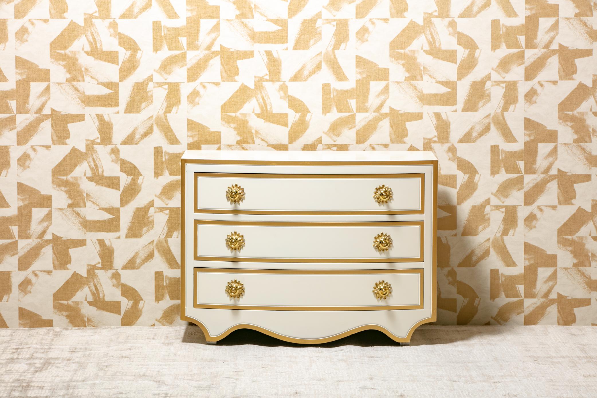 American Dorothy Draper Viennese Collection Chest Lacquered in Ivory, circa 1963 For Sale