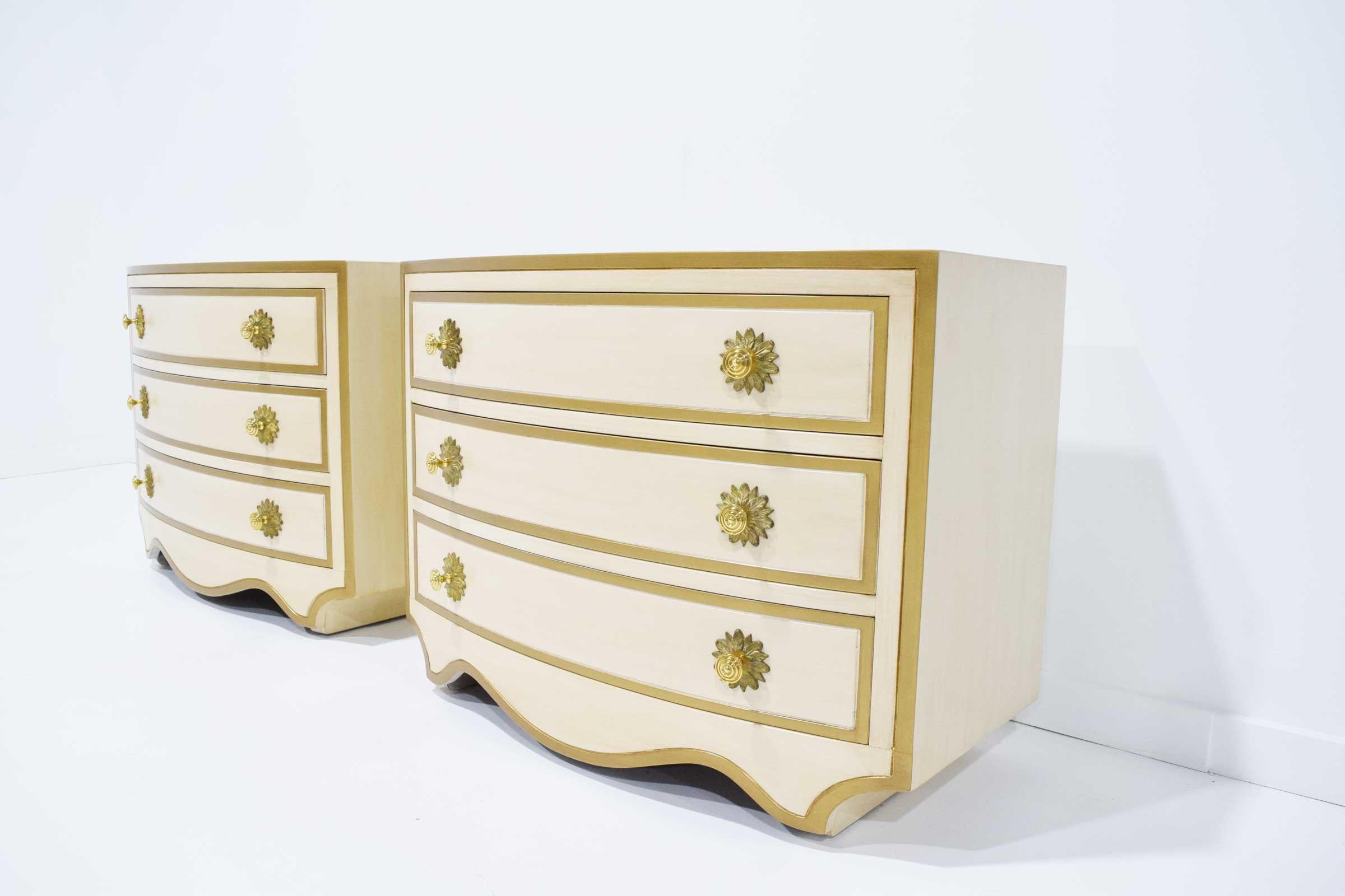 Beautifully restored, a pair of Dorothy Draper chests of drawers for Henredon Viennese collection.

Dorothy Draper's been heralded 