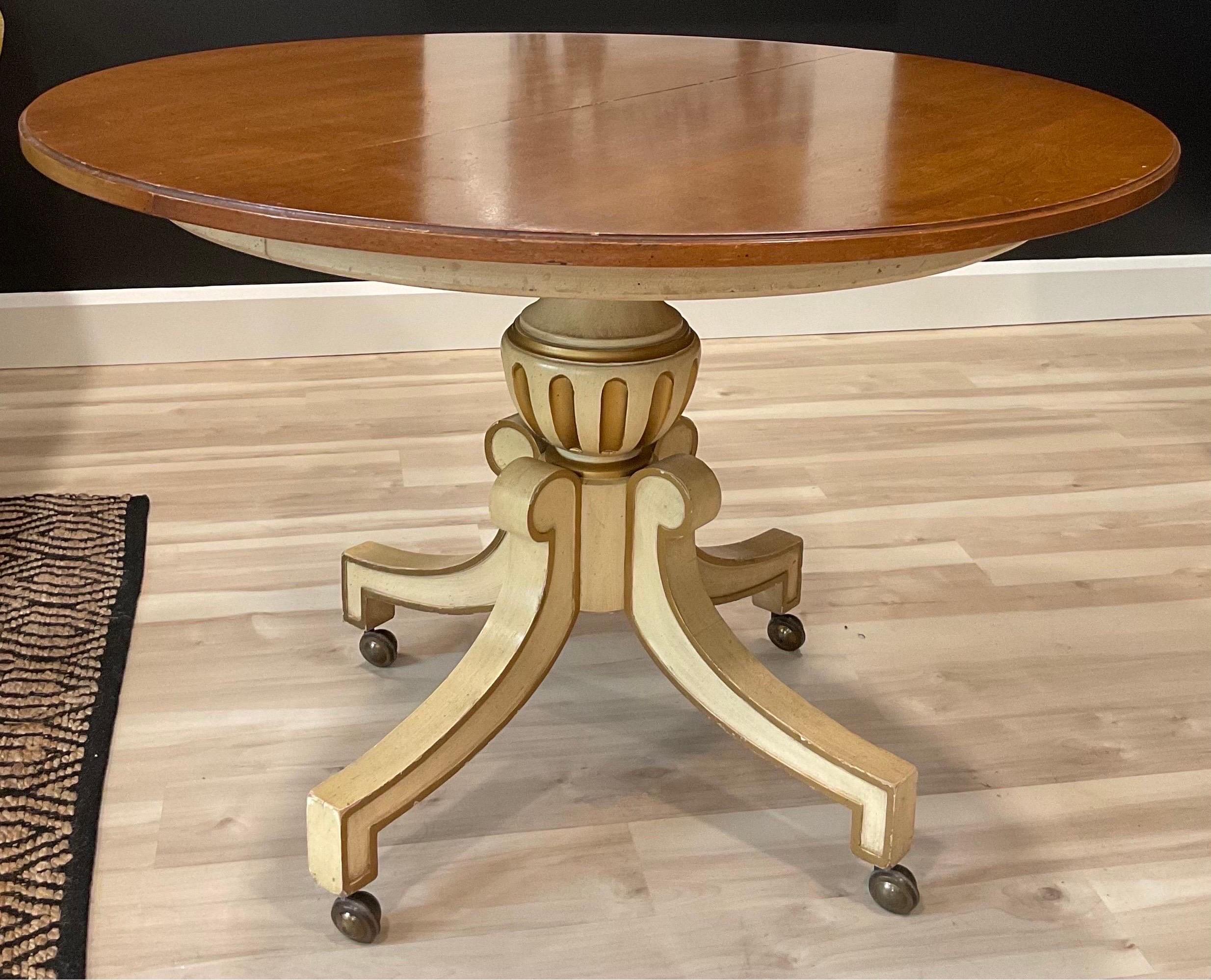 Another piece of Designer history, this Dorothy Draper designed dining table is from her Viennese Collection for Henredon. Beautiful original condition with minimal signs of wear. One owner estate find. One additional leaf.
Rare Rare Rare Draper