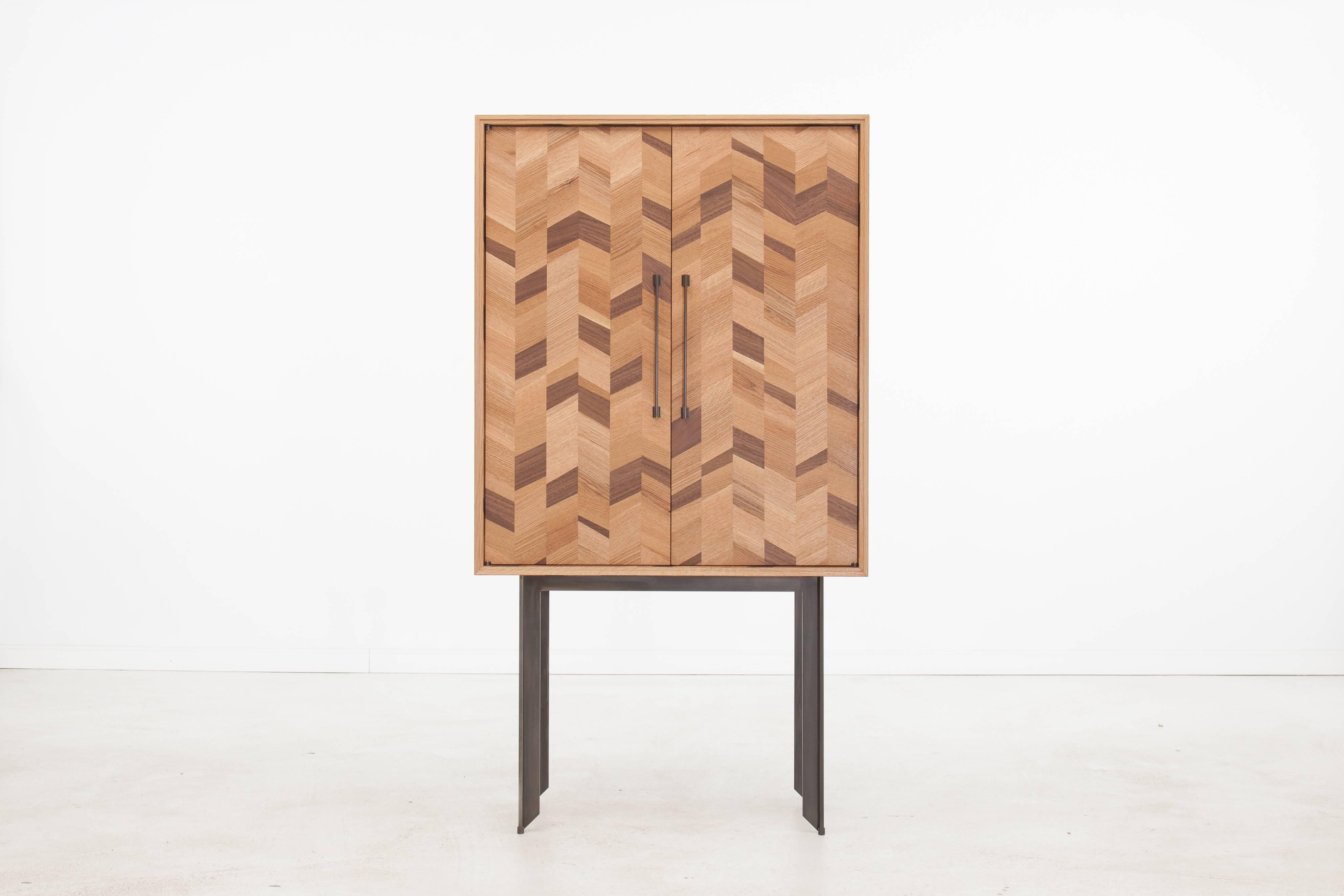 Dorothy Dry Bar, American Hardwood and Brass In New Condition For Sale In Brooklyn, NY