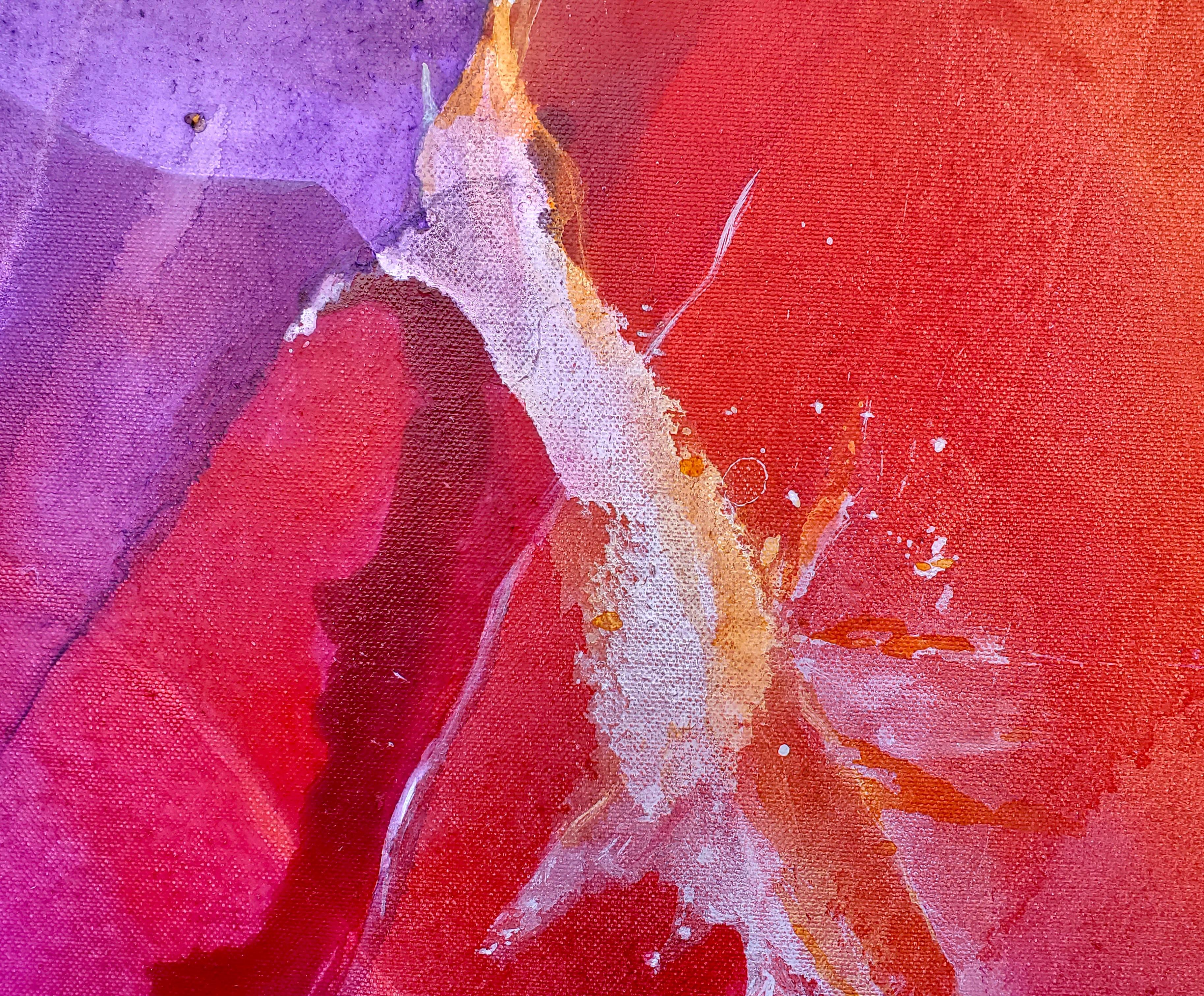 Il bagliore dell'autunno, pittura astratta - Abstract Painting Rosa di Dorothy Dunn