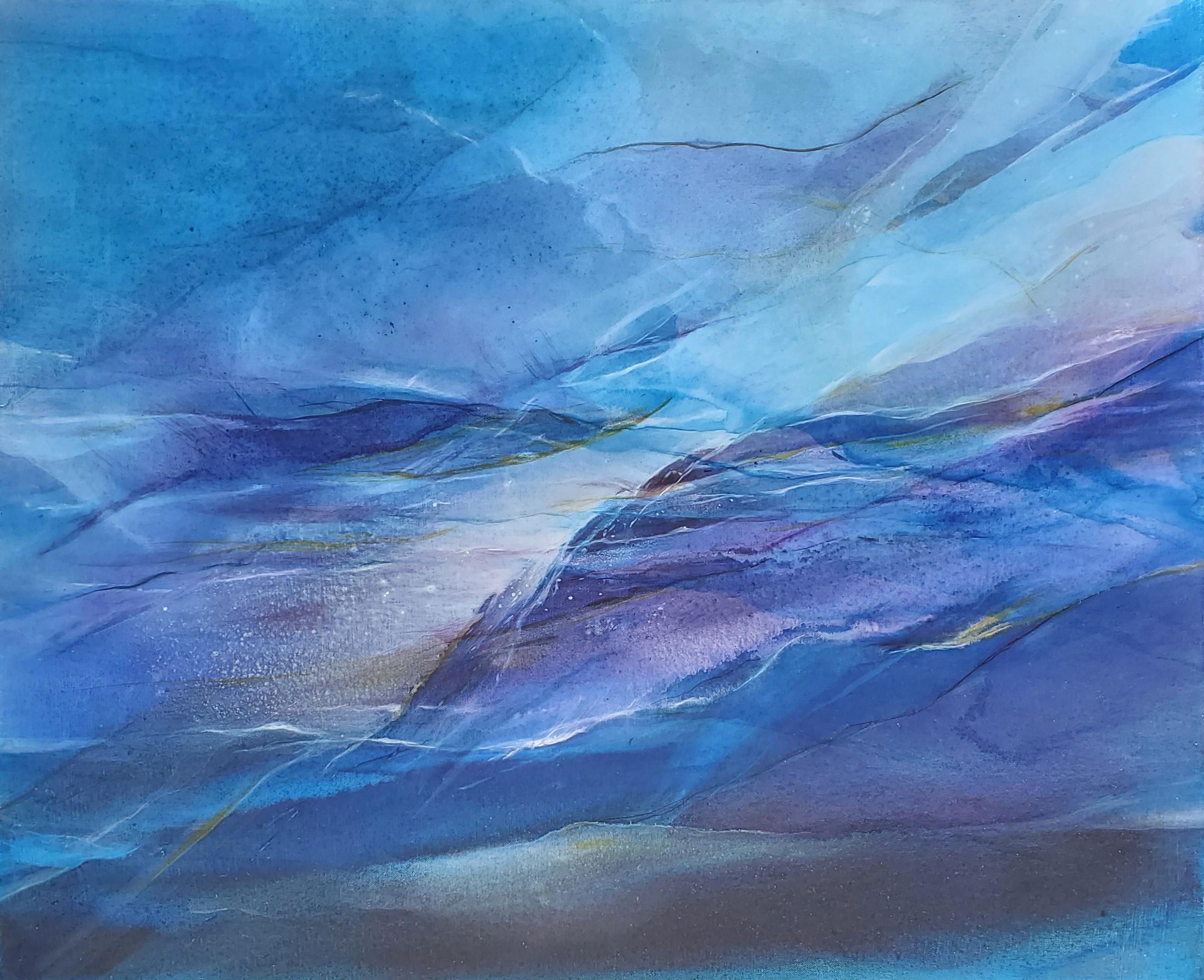 Abstract Painting de Dorothy Dunn - Reflejos en azul, pintura abstracta