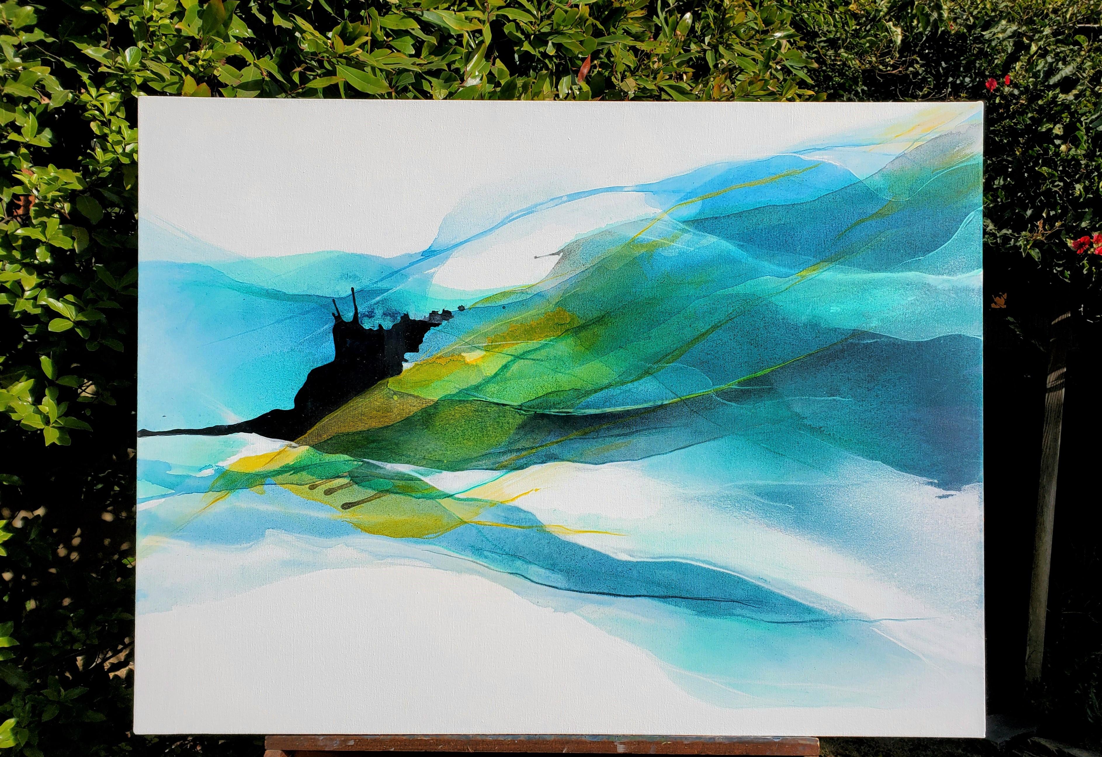 Des mers tempérées, peinture abstraite - Abstrait Painting par Dorothy Dunn