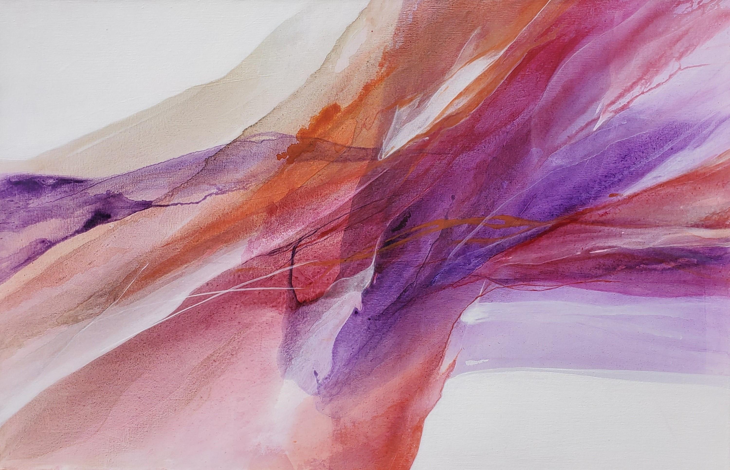 Abstract Painting Dorothy Dunn - Bonfire de coucher de soleil, peinture abstraite