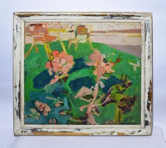 Vintage American Modernist Fauvist River Landscape Oil Painting, Dorothy Eisner