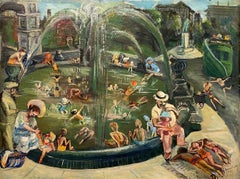 "Washington Square Park, 1938" NYC Realismo sociale Artista femminile americana Olio