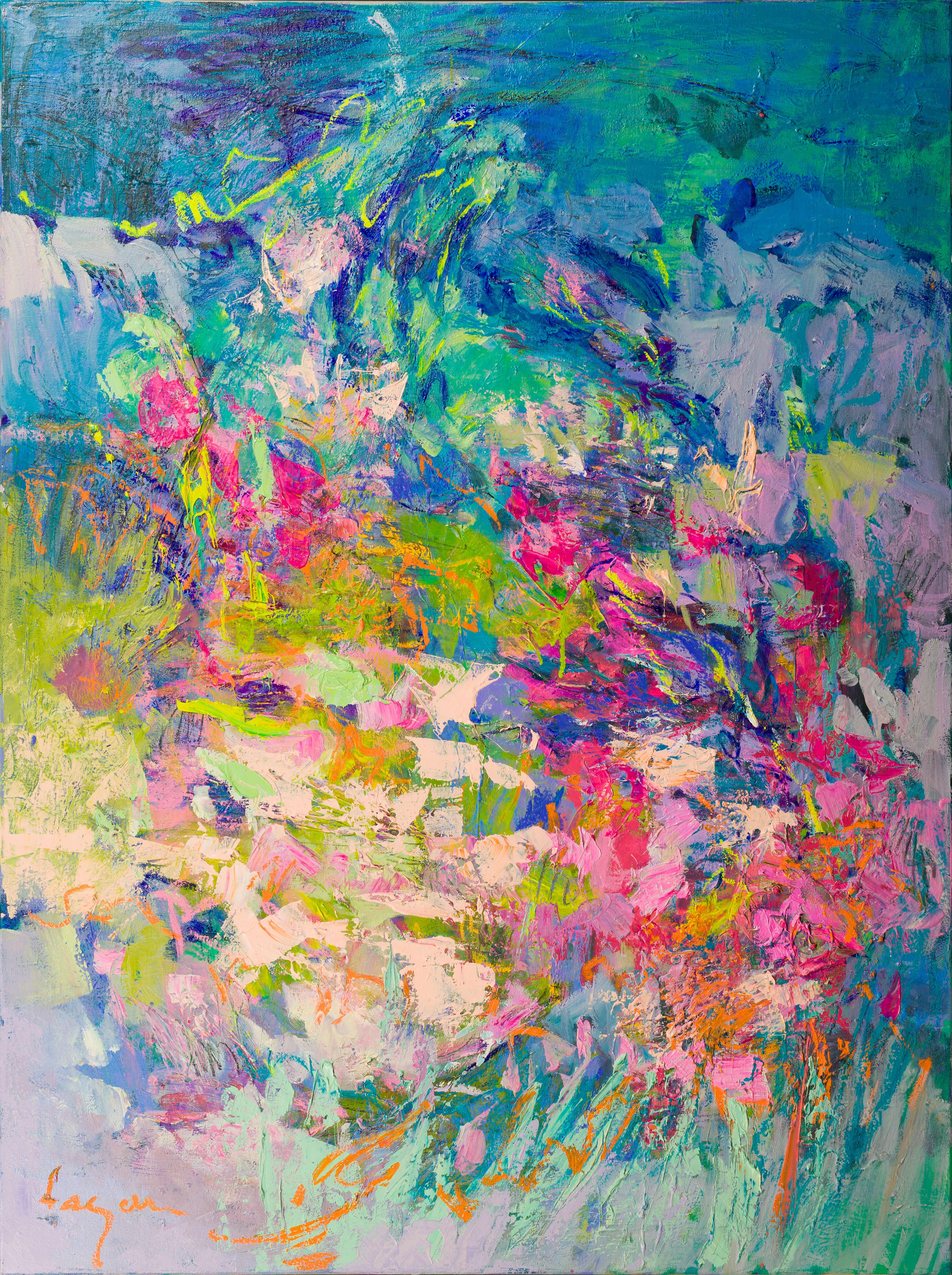 Dorothy Fagan Abstract Painting - "Forevermore 1" Abstract Oil Painting, Vibrant Color Field
