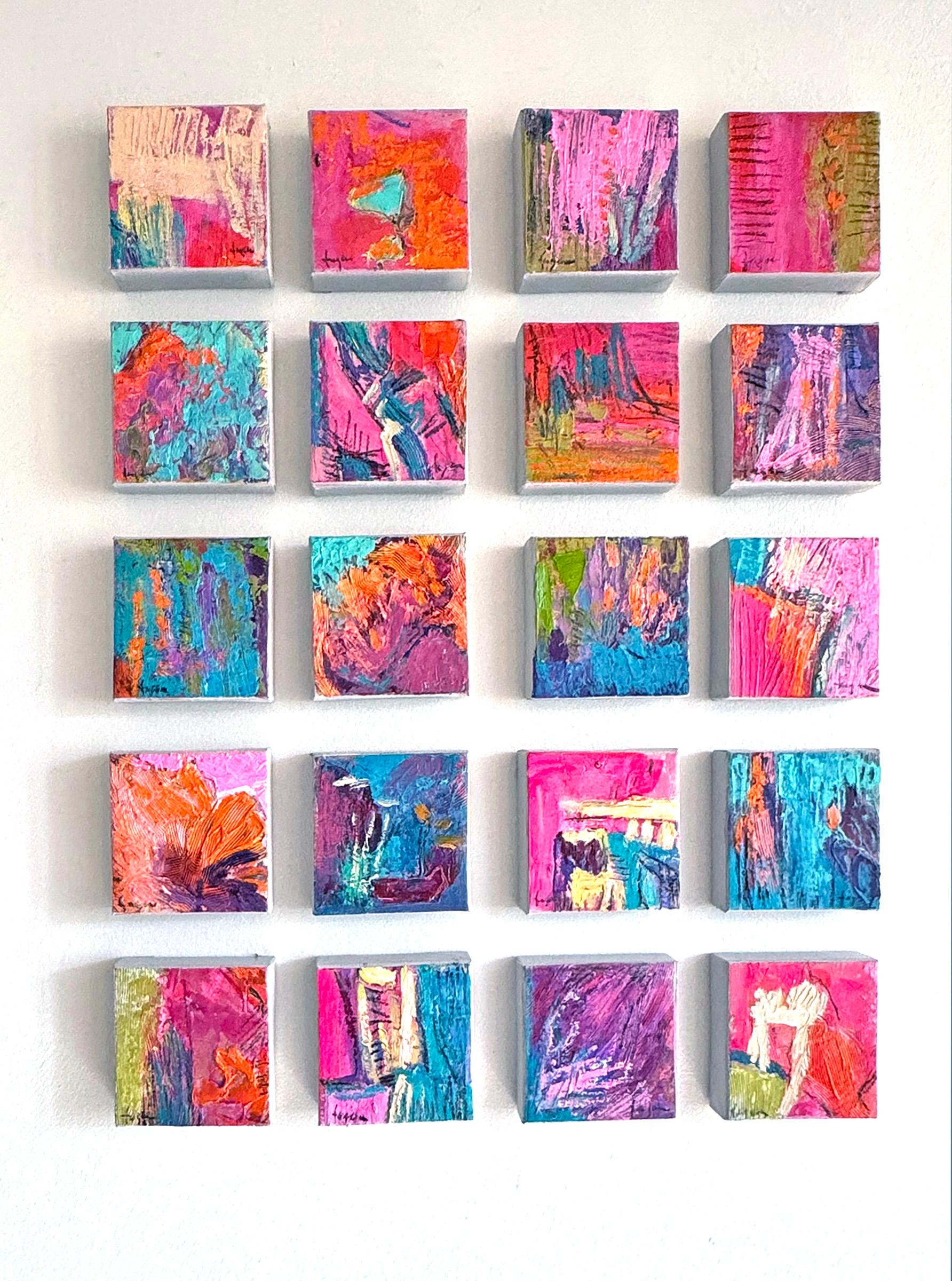 Dorothy Fagan Abstract Painting - New Pathways: Step Boldly - Colorful Abstract Multi-Panel Painting