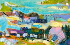 Paradise I - Abstract Whimsical Landscape Oil Painting