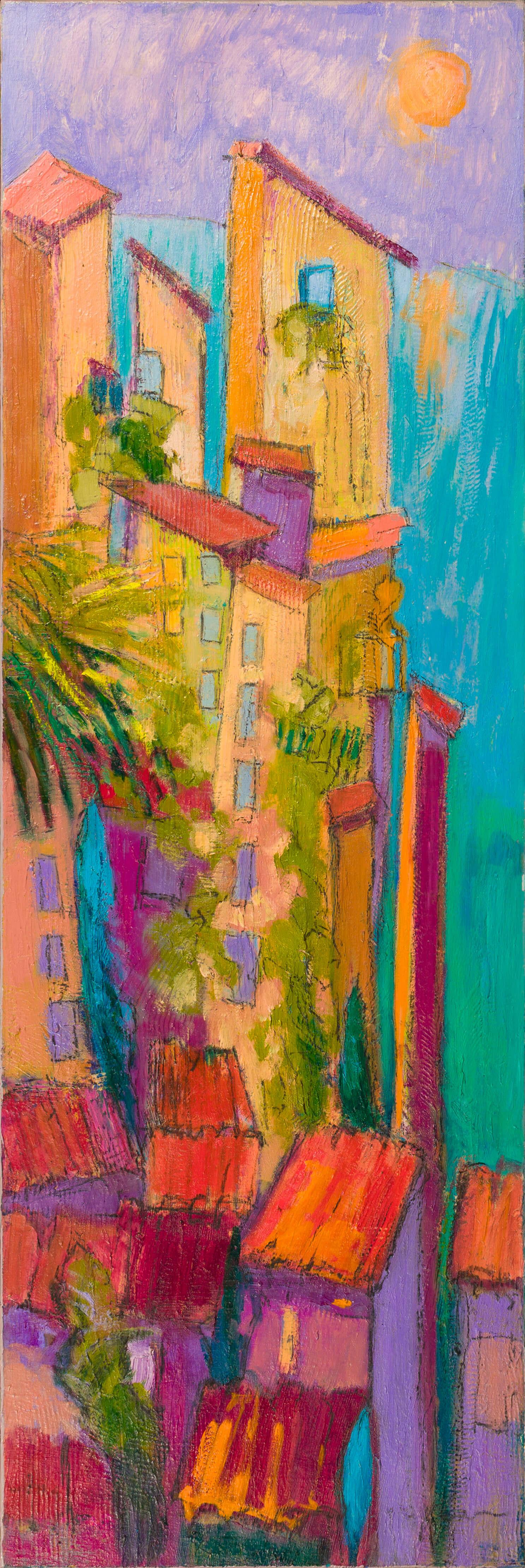 Dorothy Fagan Landscape Painting - "Tower of Dreams" - Original Abstract Oil Painting on Canvas