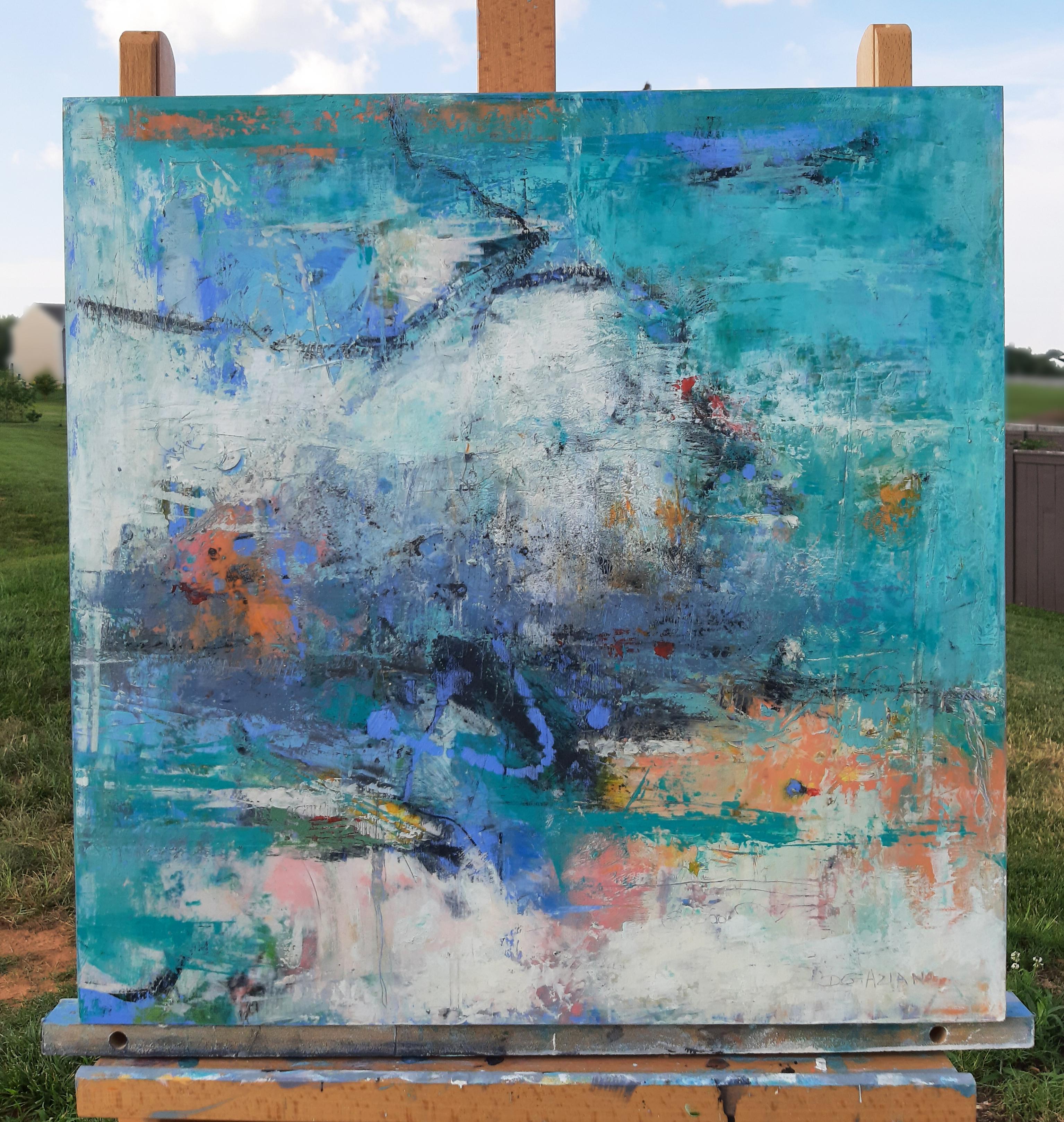 Astratto 4, Pittura ad olio astratta - Abstract Painting Blu di Dorothy Gaziano