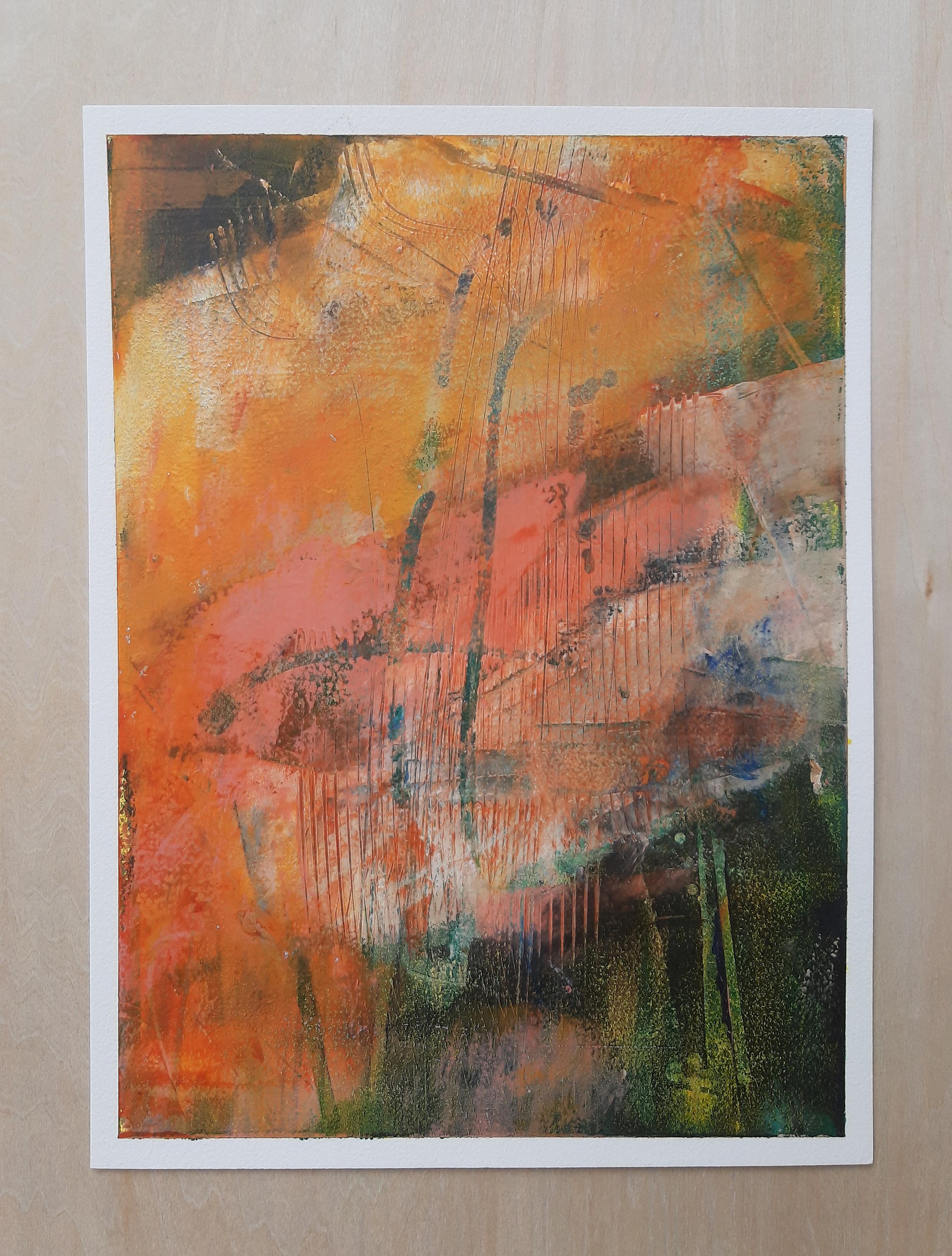 Autumn Beauty, Abstract Oil Painting - Brown Abstract Painting by Dorothy Gaziano