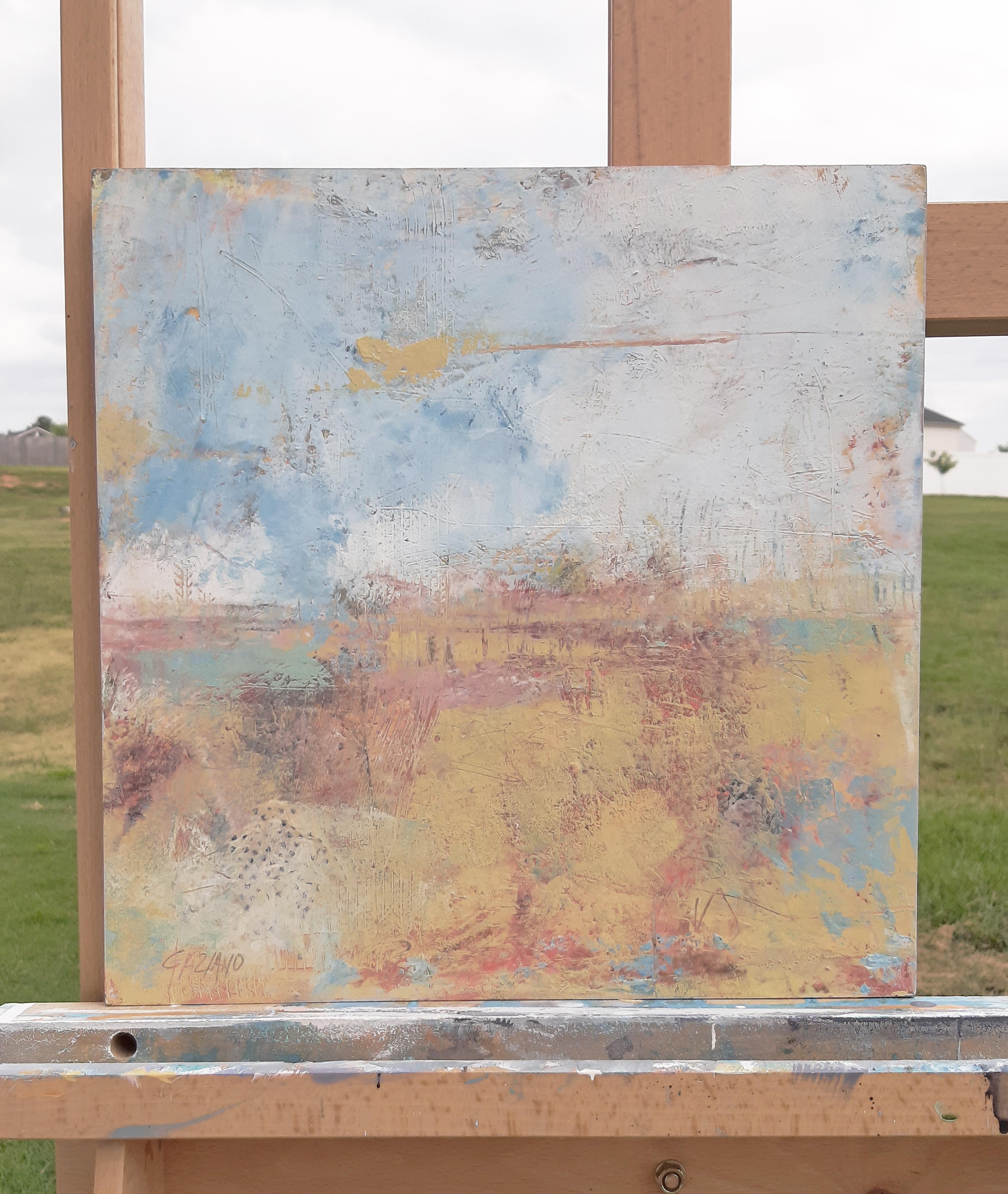 Delicate Whisper, Abstraktes Ölgemälde (Grau), Abstract Painting, von Dorothy Gaziano