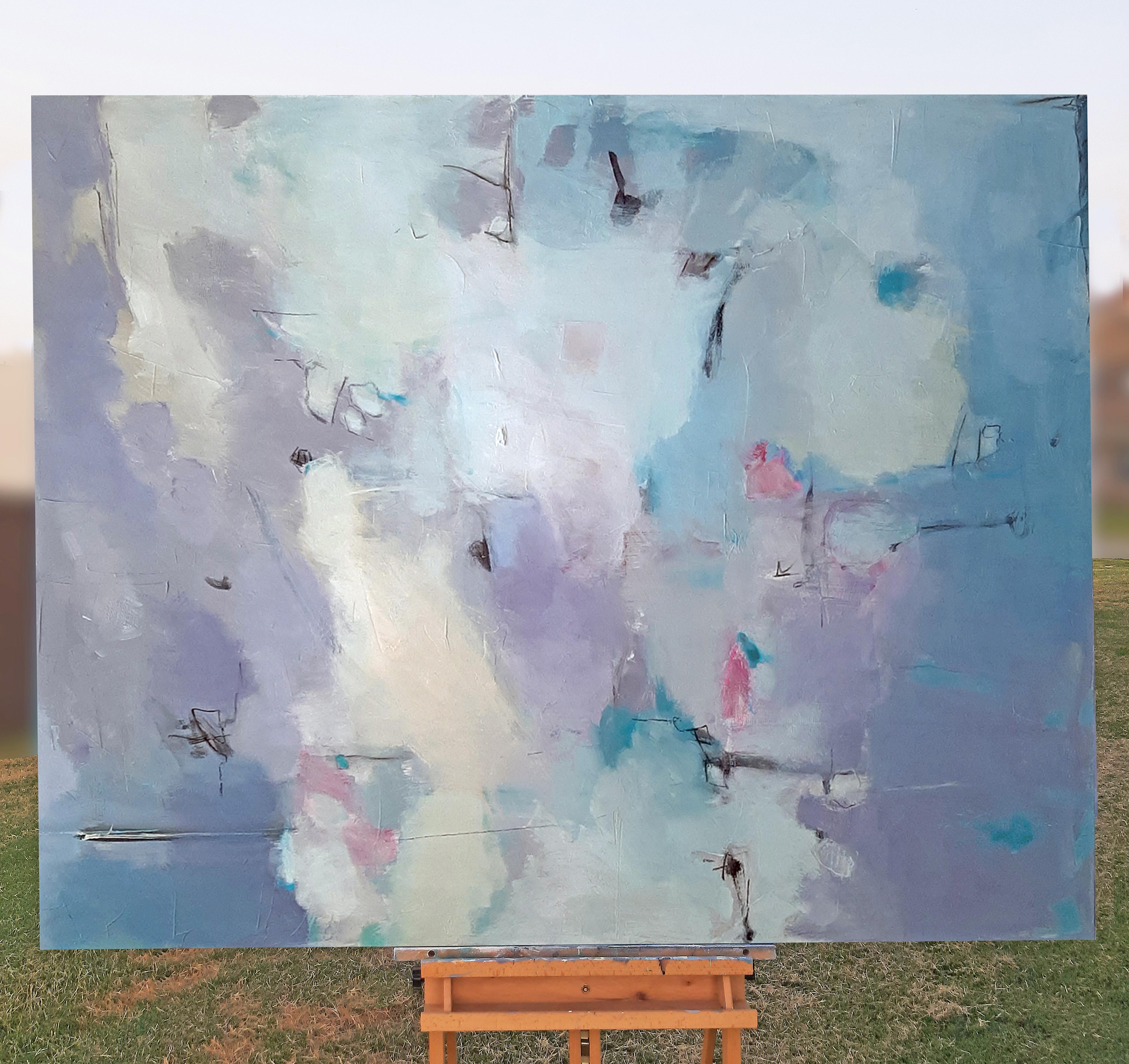 Gefrorene Logik, Abstrakte Malerei (Grau), Abstract Painting, von Dorothy Gaziano