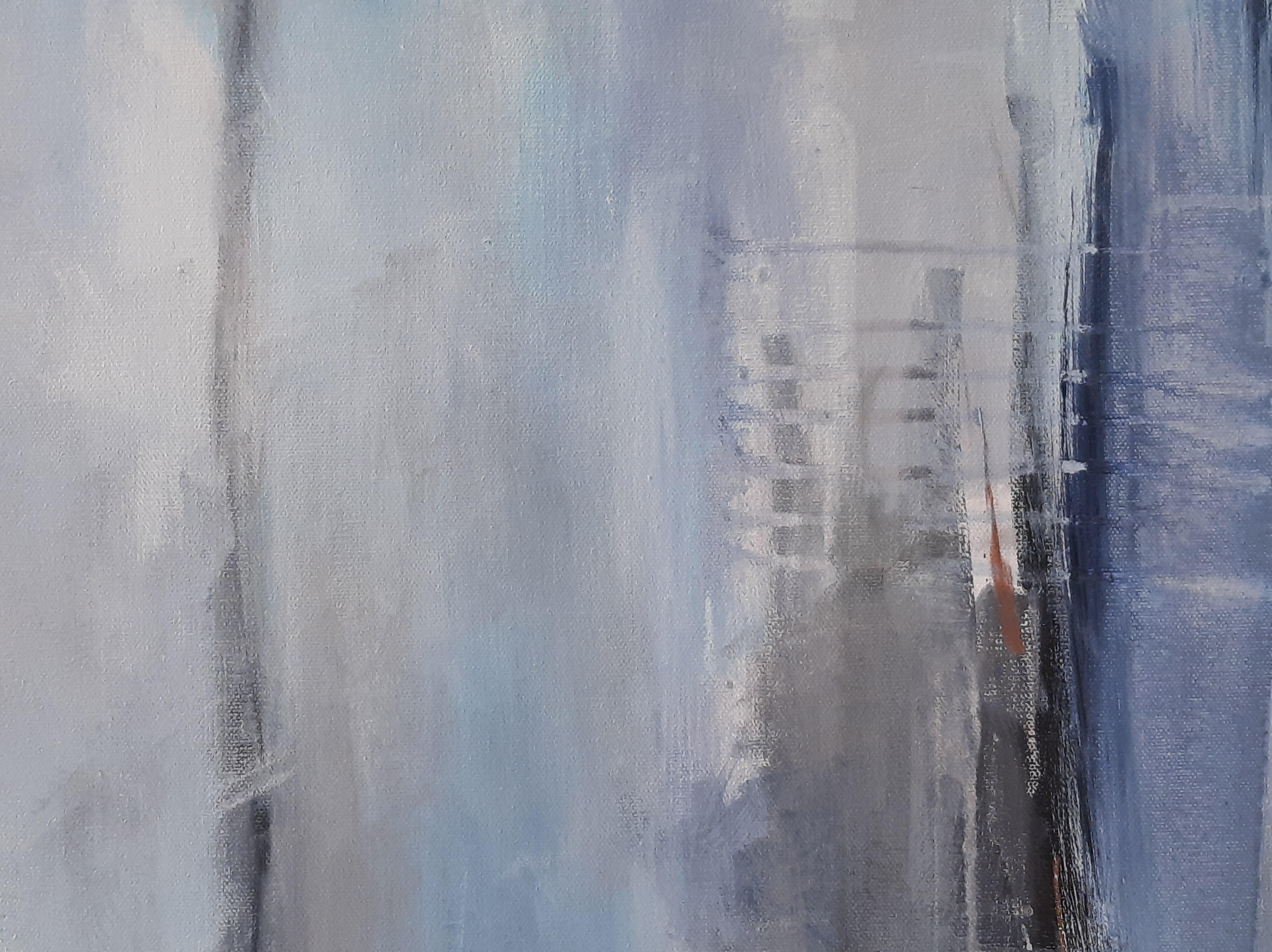 Vai piano, pittura astratta - Abstract Painting Grigio di Dorothy Gaziano