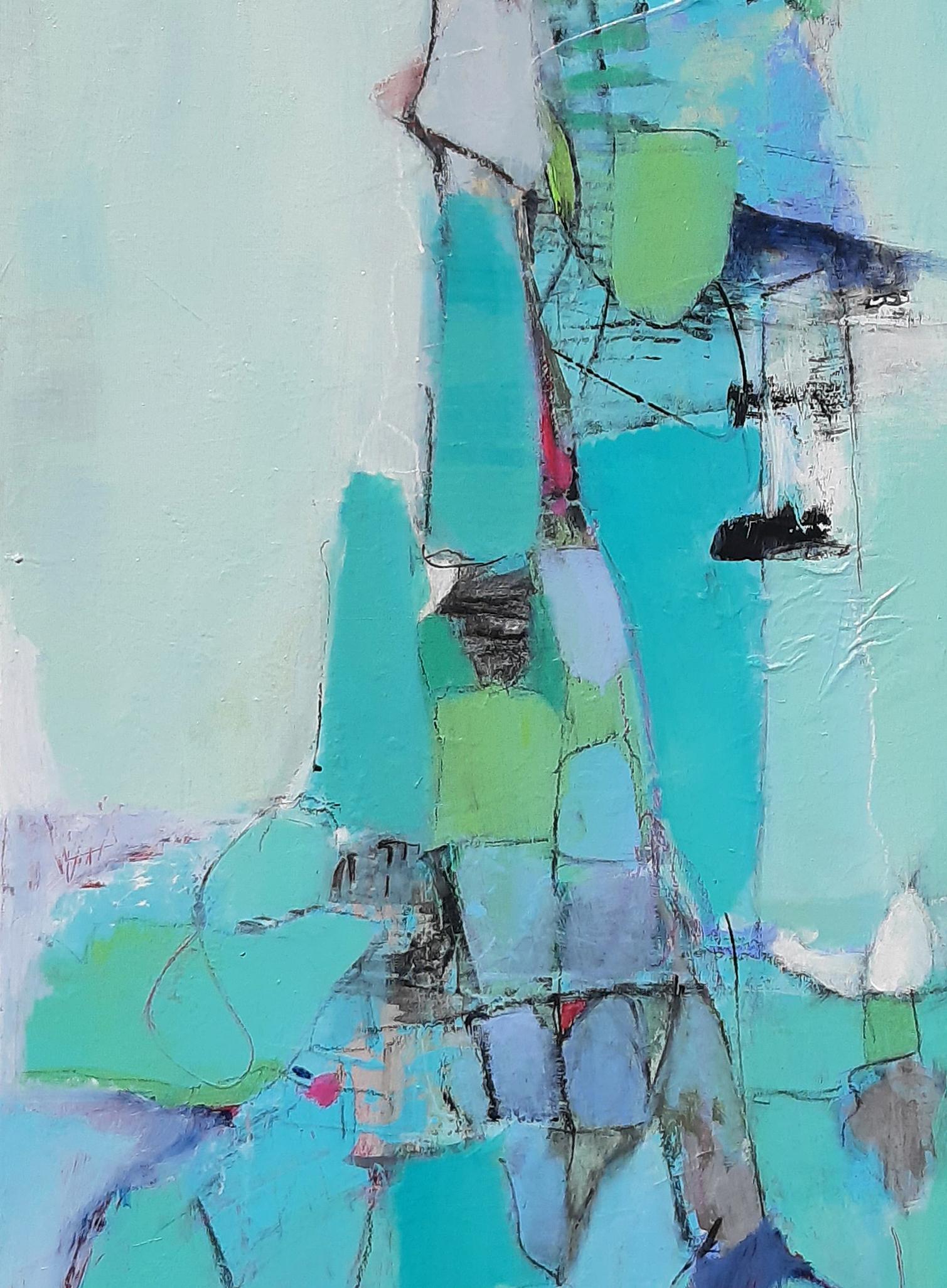 High-Rise, Pintura Abstracta - Abstract Painting Azul de Dorothy Gaziano