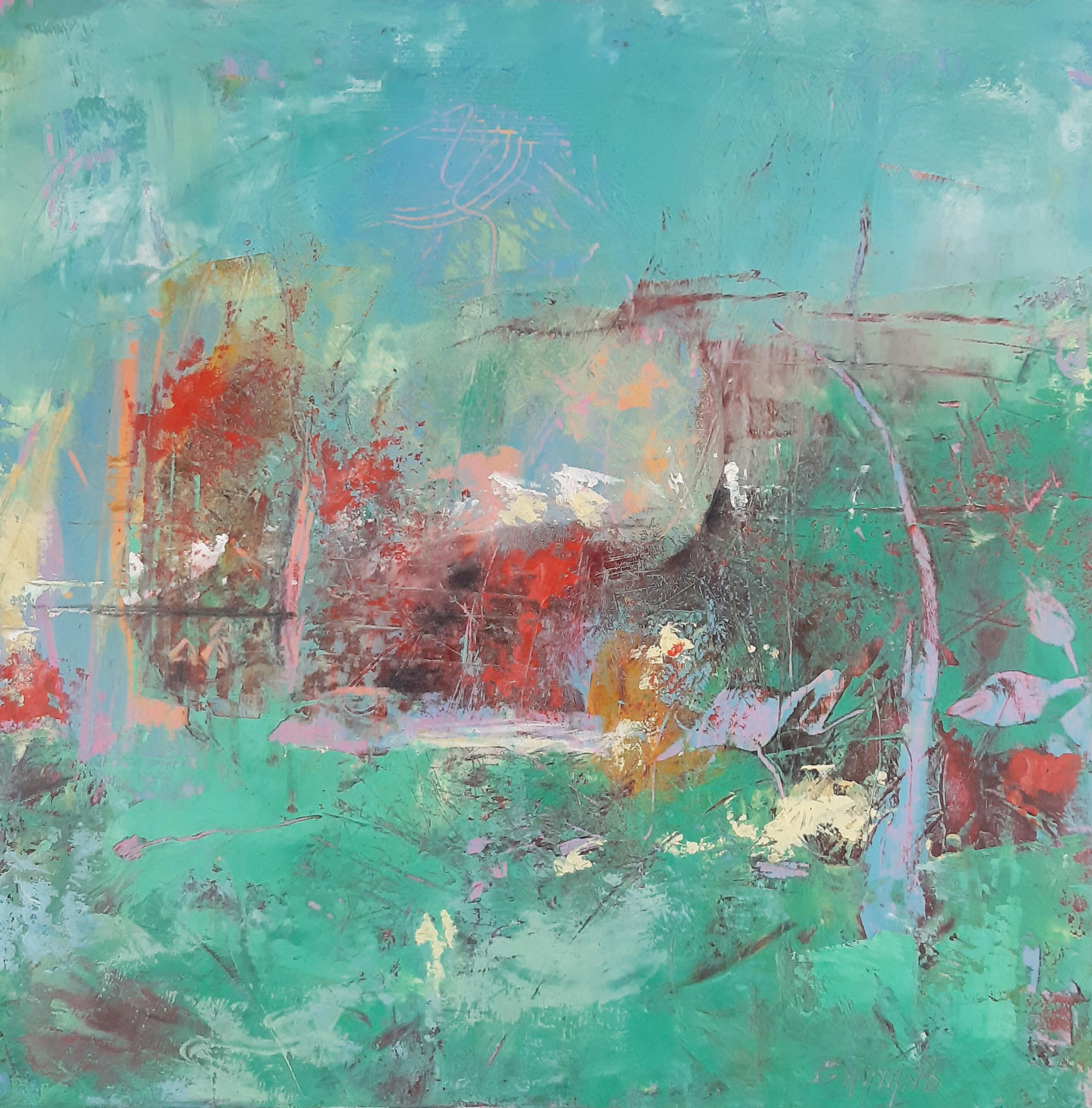 Abstract Painting Dorothy Gaziano - Peinture à l'huile abstraite Liquid Matter