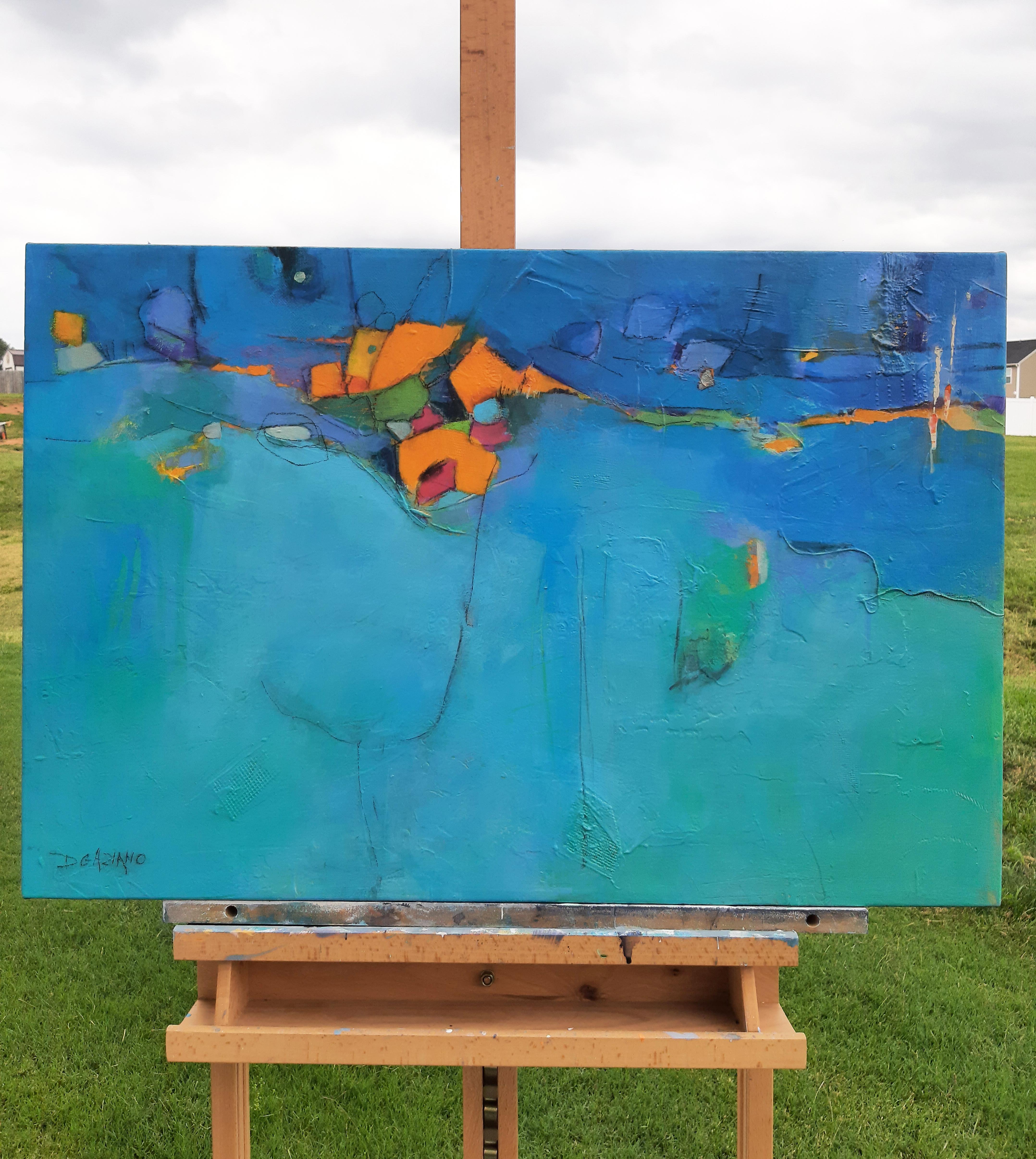 Vivere al limite, pittura ad olio astratta - Painting Astratto di Dorothy Gaziano