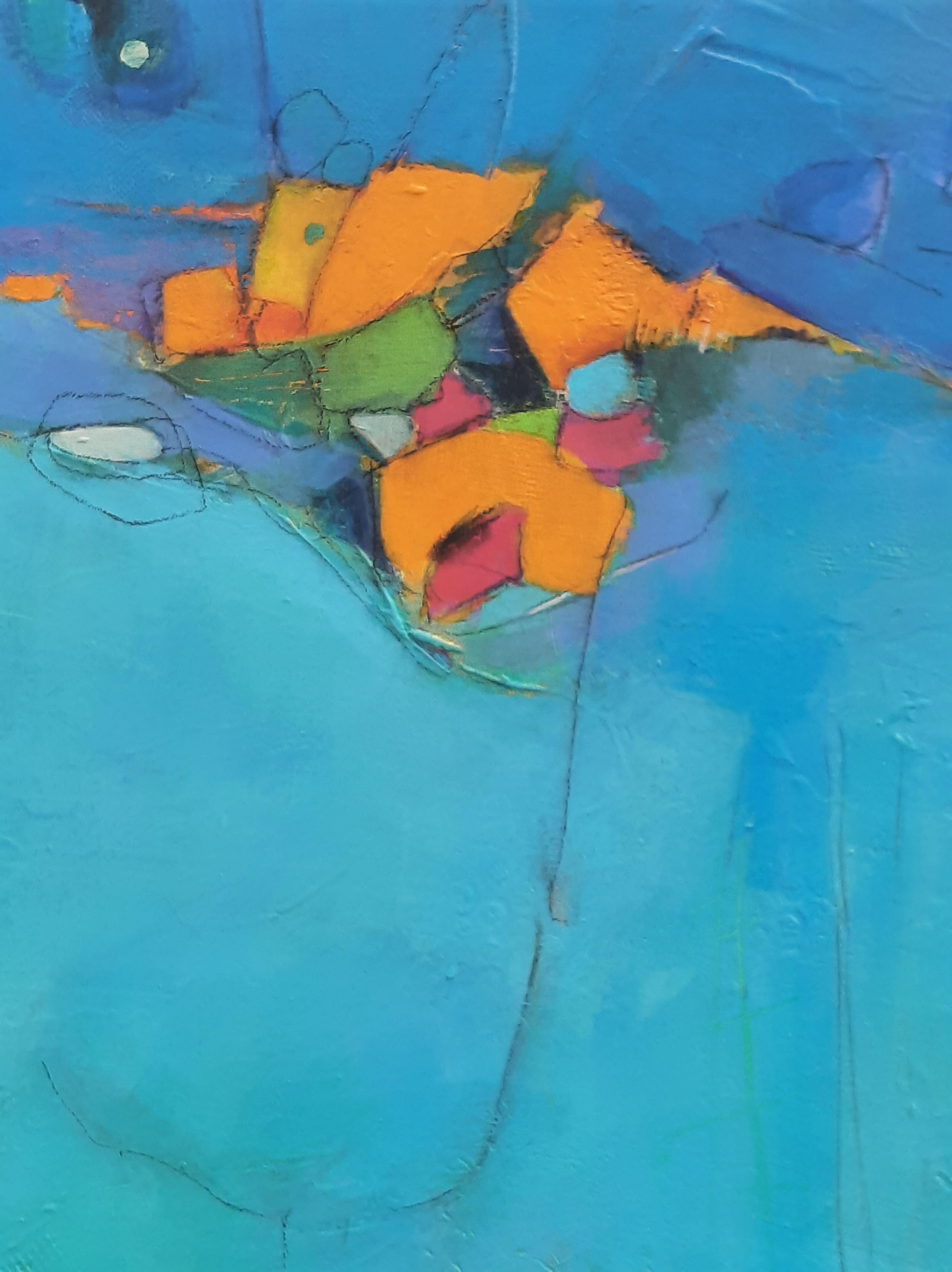 Vivere al limite, pittura ad olio astratta - Abstract Painting Blu di Dorothy Gaziano