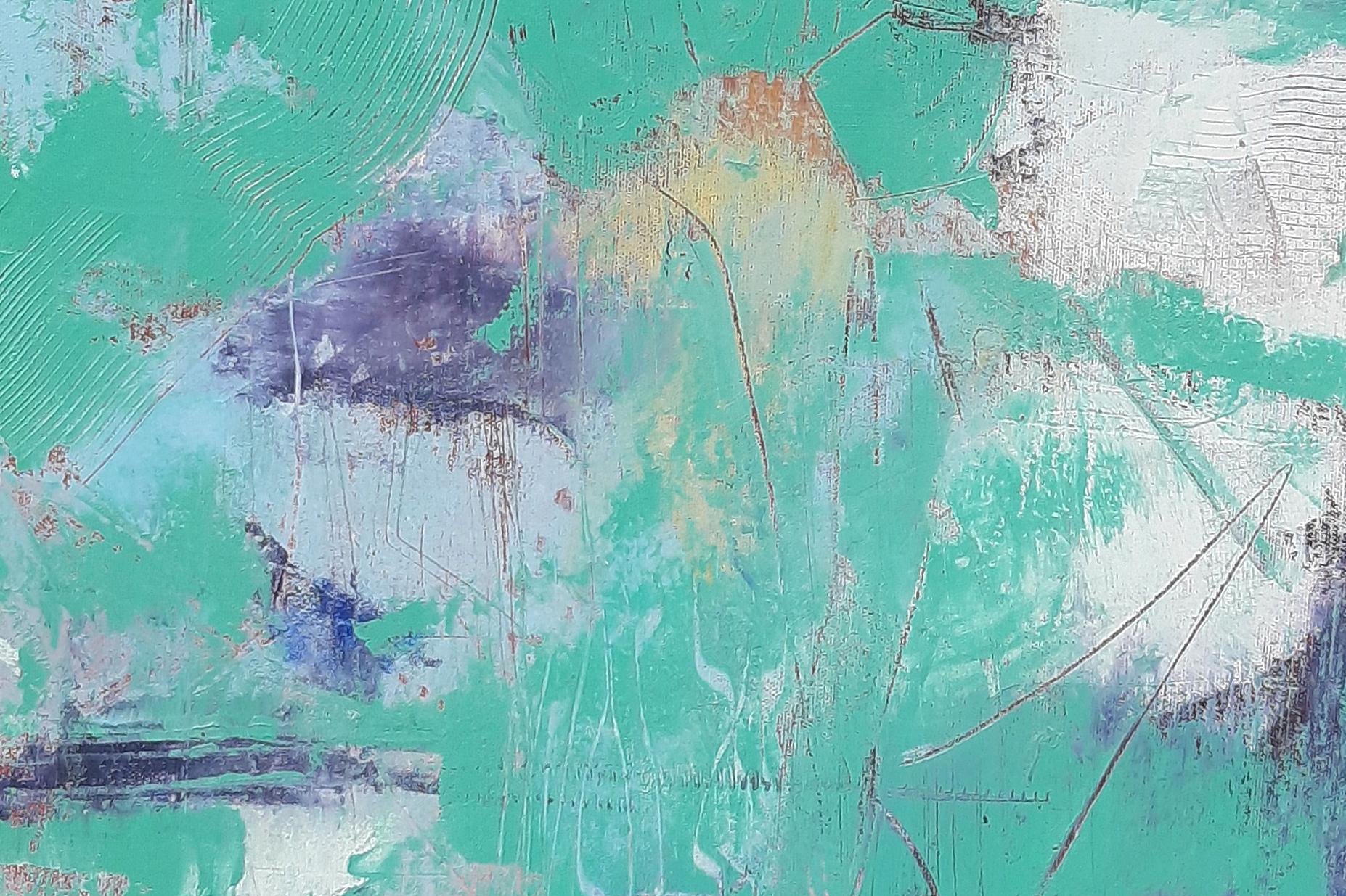 Joyas del océano, Pintura al óleo abstracta - Abstract Painting Azul de Dorothy Gaziano