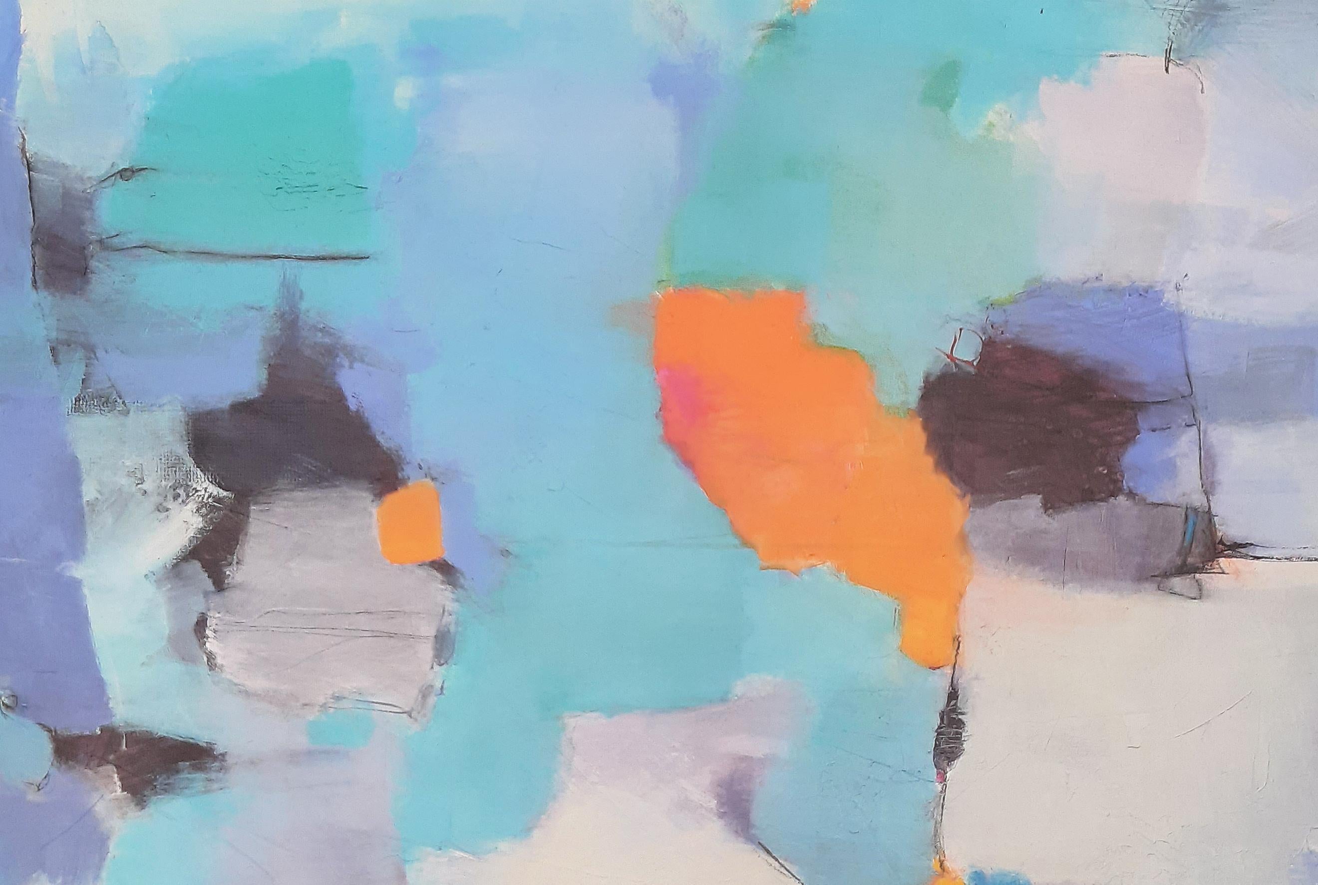 Le bon côté des choses, peinture abstraite - Gris Abstract Painting par Dorothy Gaziano