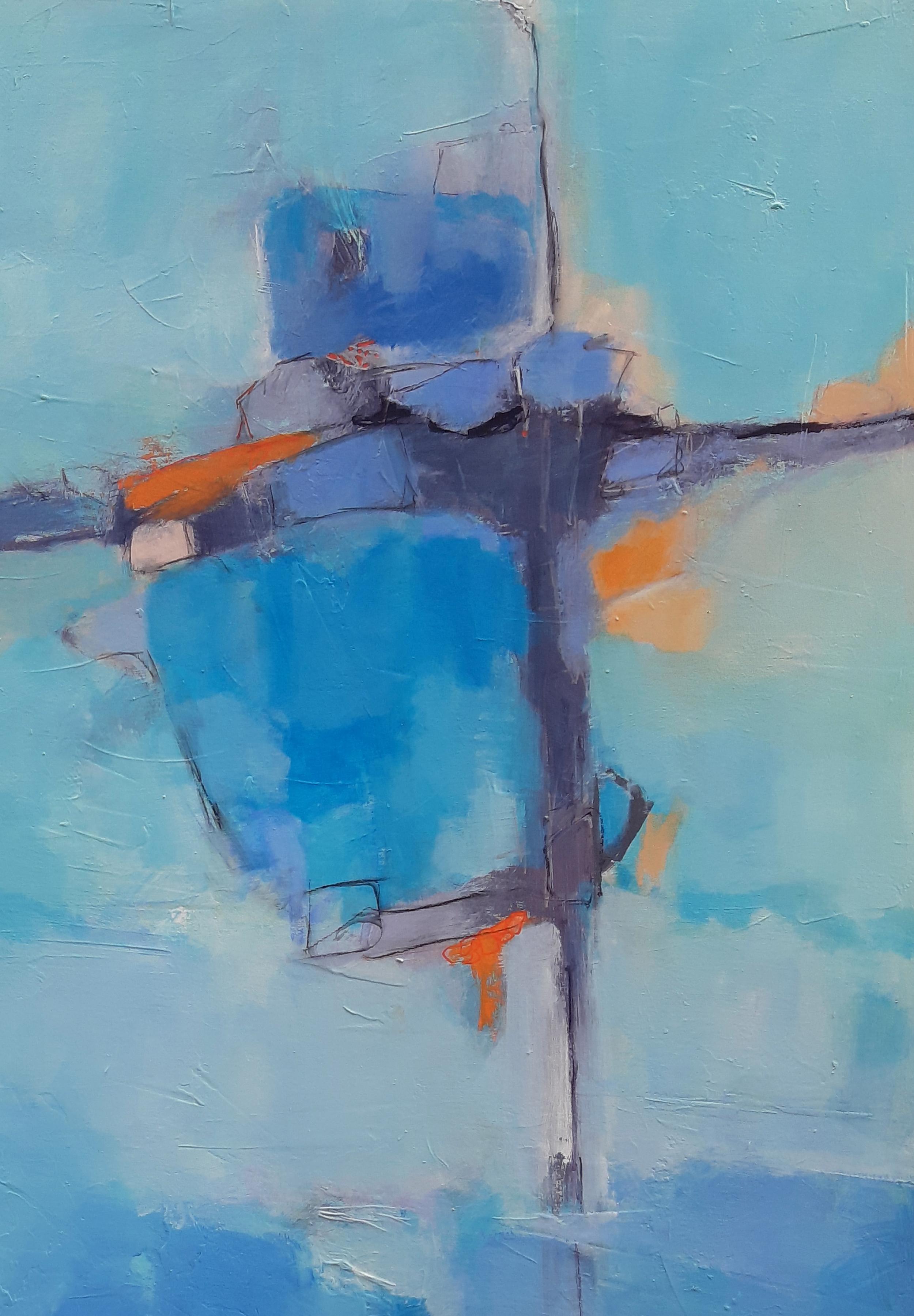 Ricostruzione, Pittura astratta - Abstract Painting Blu di Dorothy Gaziano