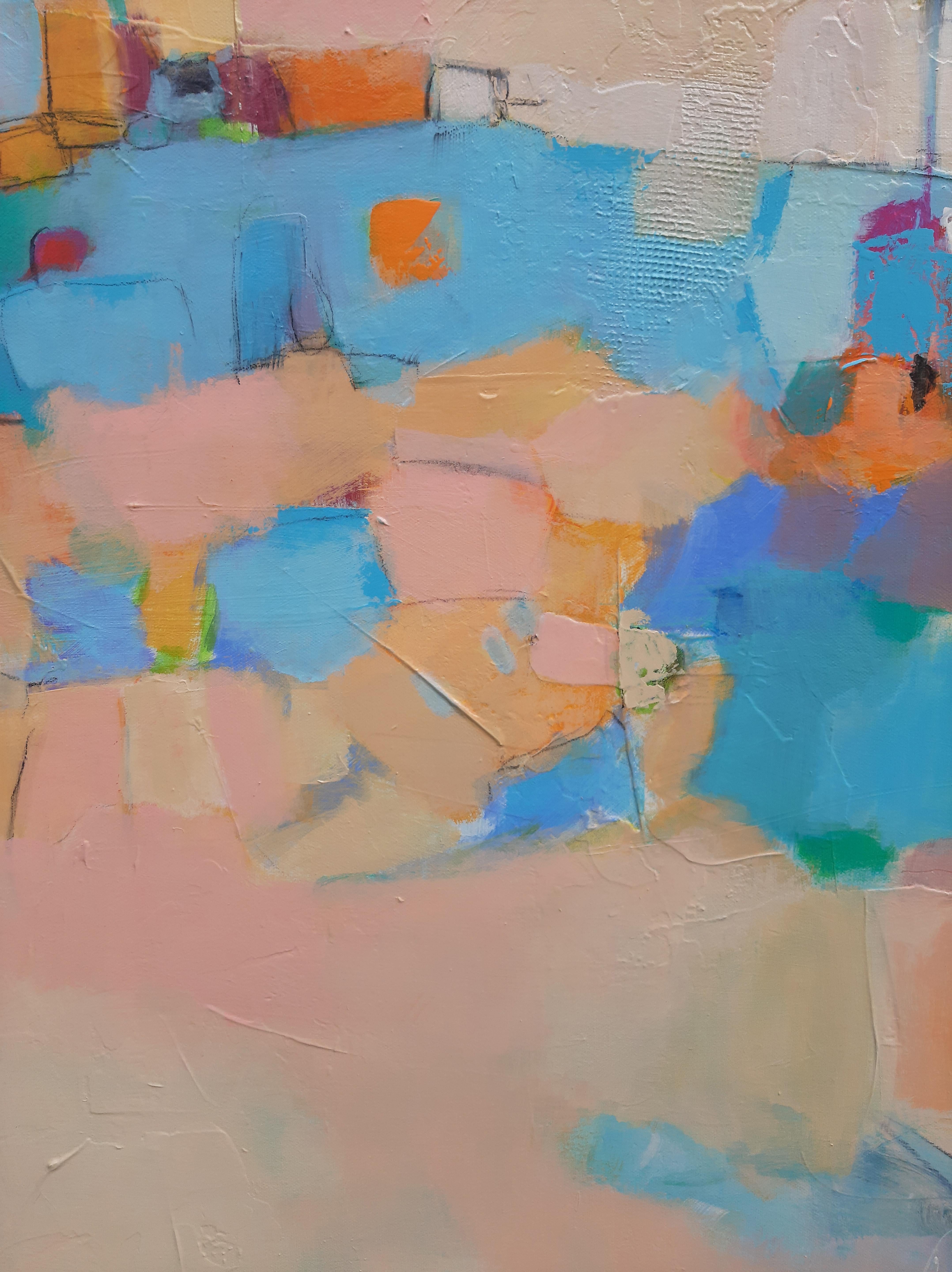 Fai un bel respiro, pittura astratta - Abstract Painting Grigio di Dorothy Gaziano