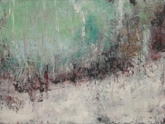 Línea de árboles, pintura al óleo abstracta