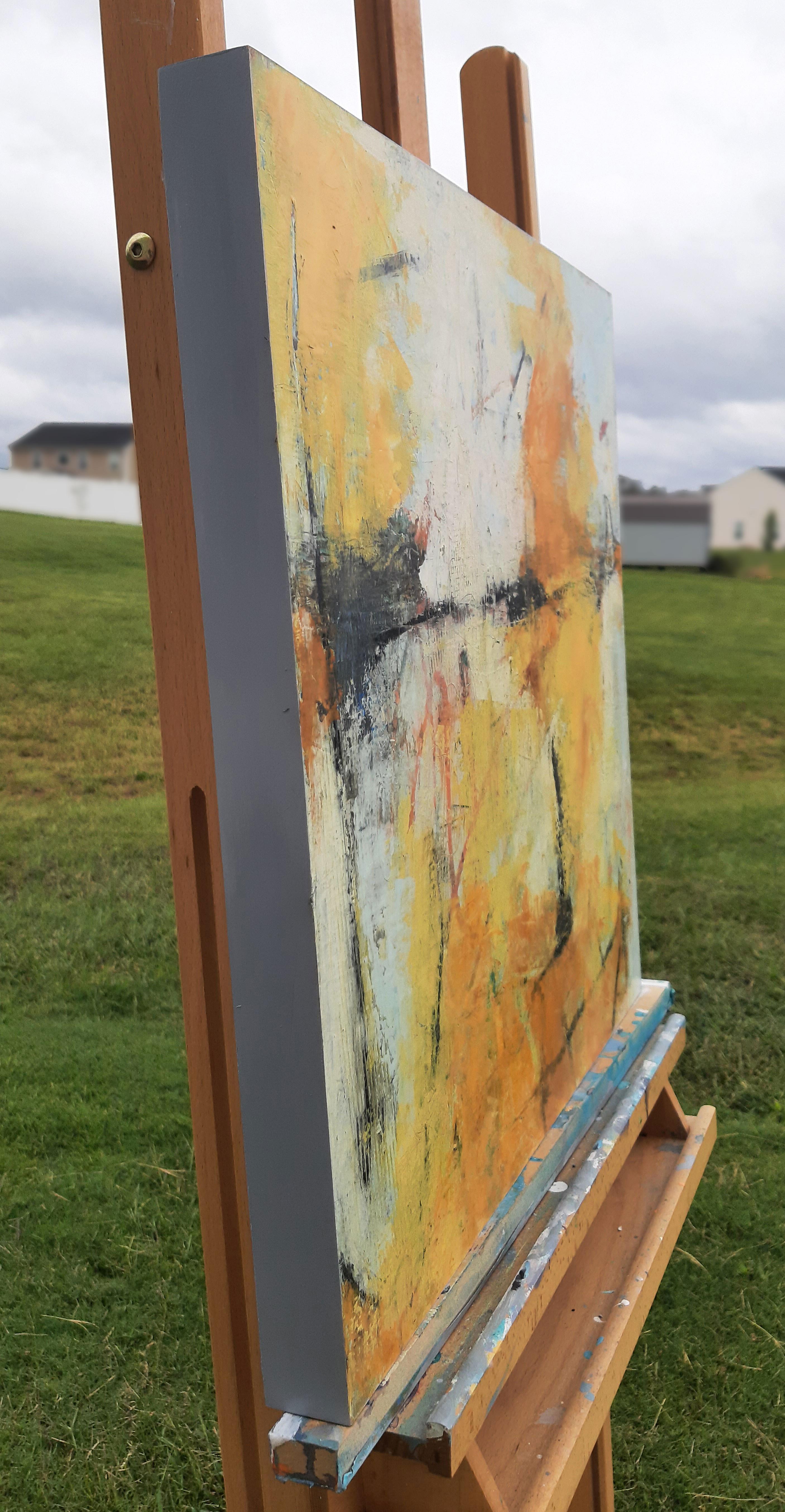 Giallo, Pittura ad olio astratta - Painting di Dorothy Gaziano