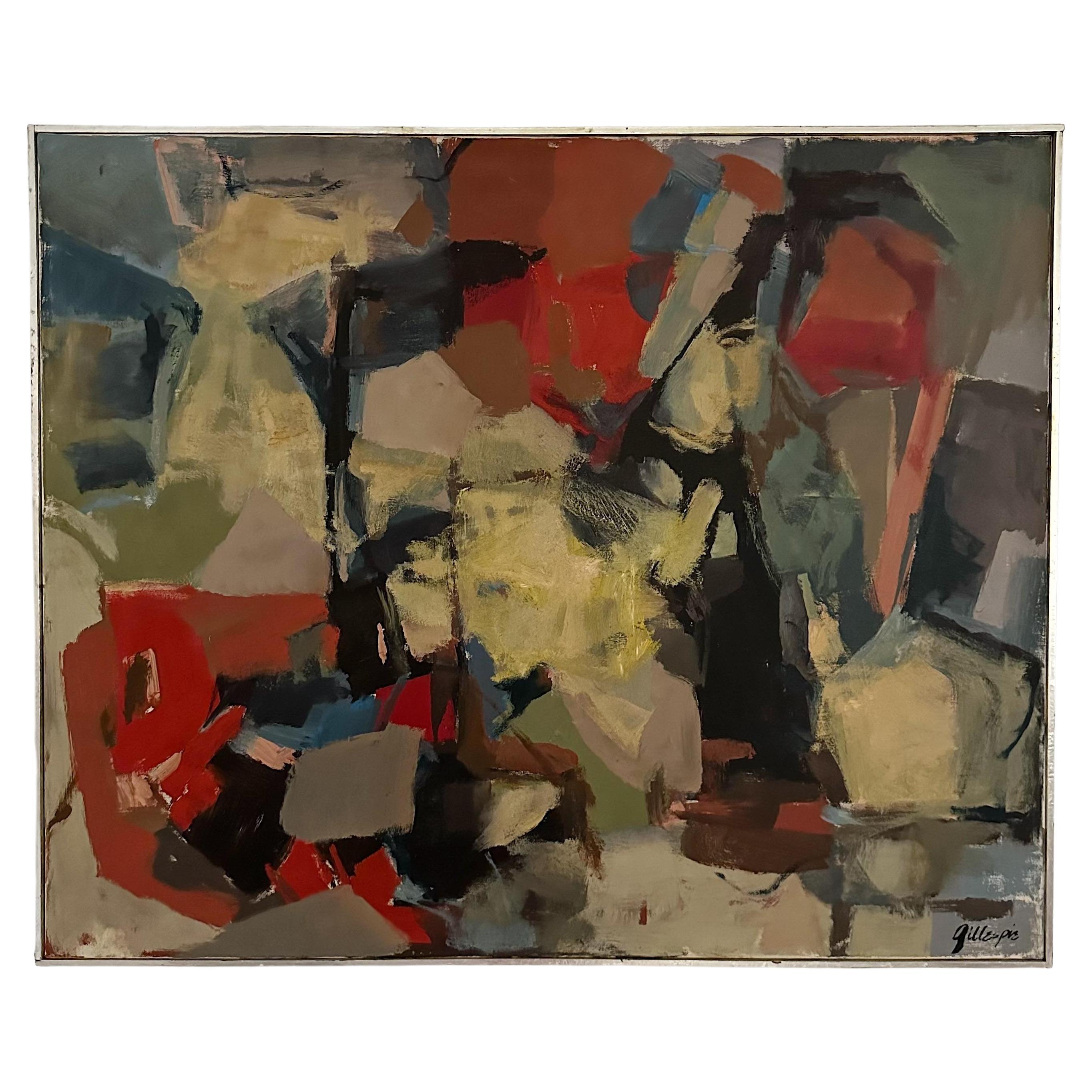 Dorothy Gillespie (American, 1920-2012) "Four Arts" Oil on Canvas Abstract, 1961 For Sale