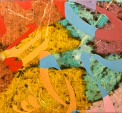Colorful SYMBOLS & SOUNDS Abstract Expressionist Mixed Media Painting