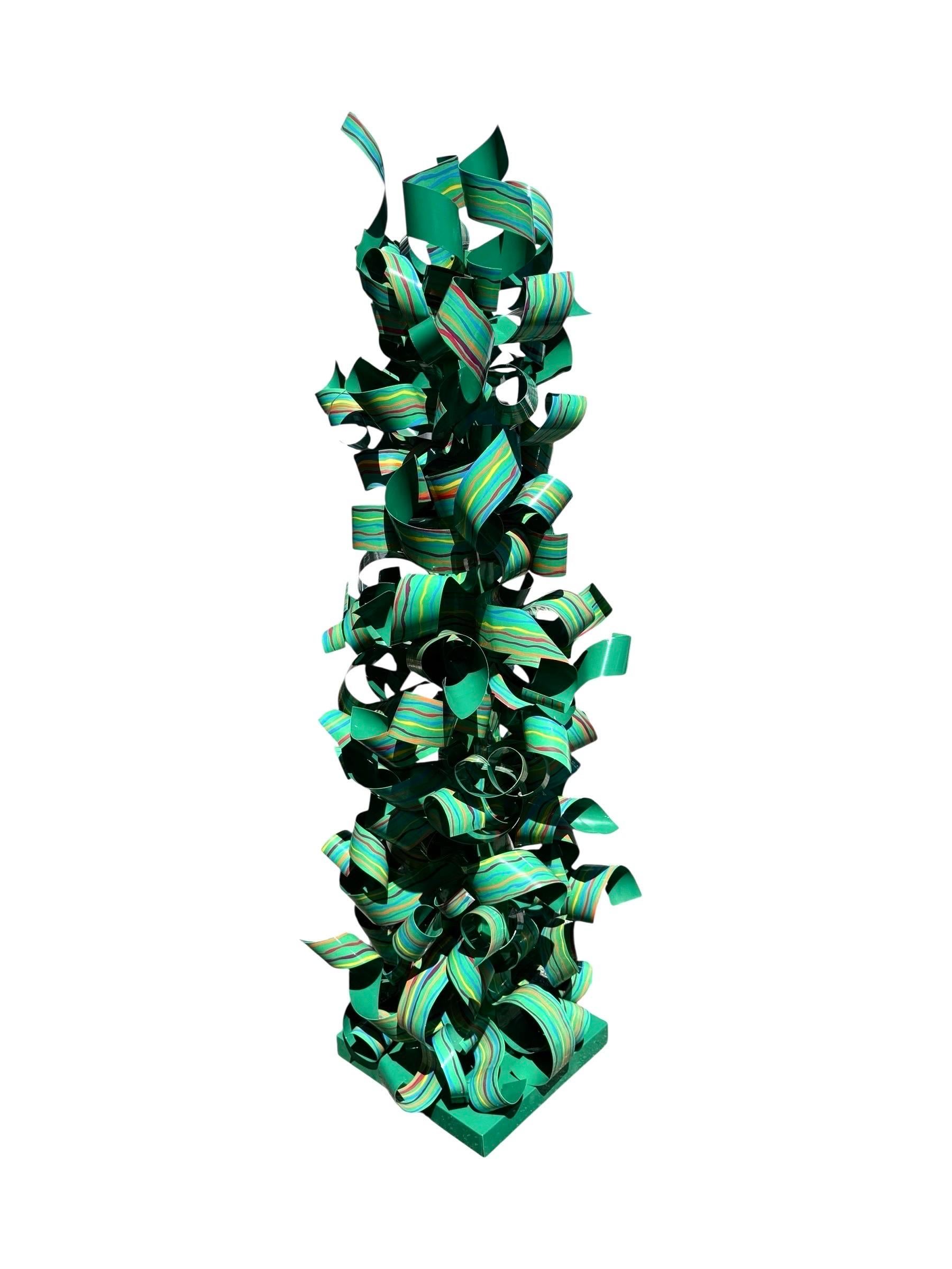 Dorothy Gillespie (1920 – 2012)
Ribboned Image X
2001
Metal Ribbon Sculpture, Enamel on Aluminum with colorful striped green ribbons.
Dimensions: 71"H X 21"W, X 21"D
Provenance: Harmon Meek Gallery in Naples, Florida and bears their label