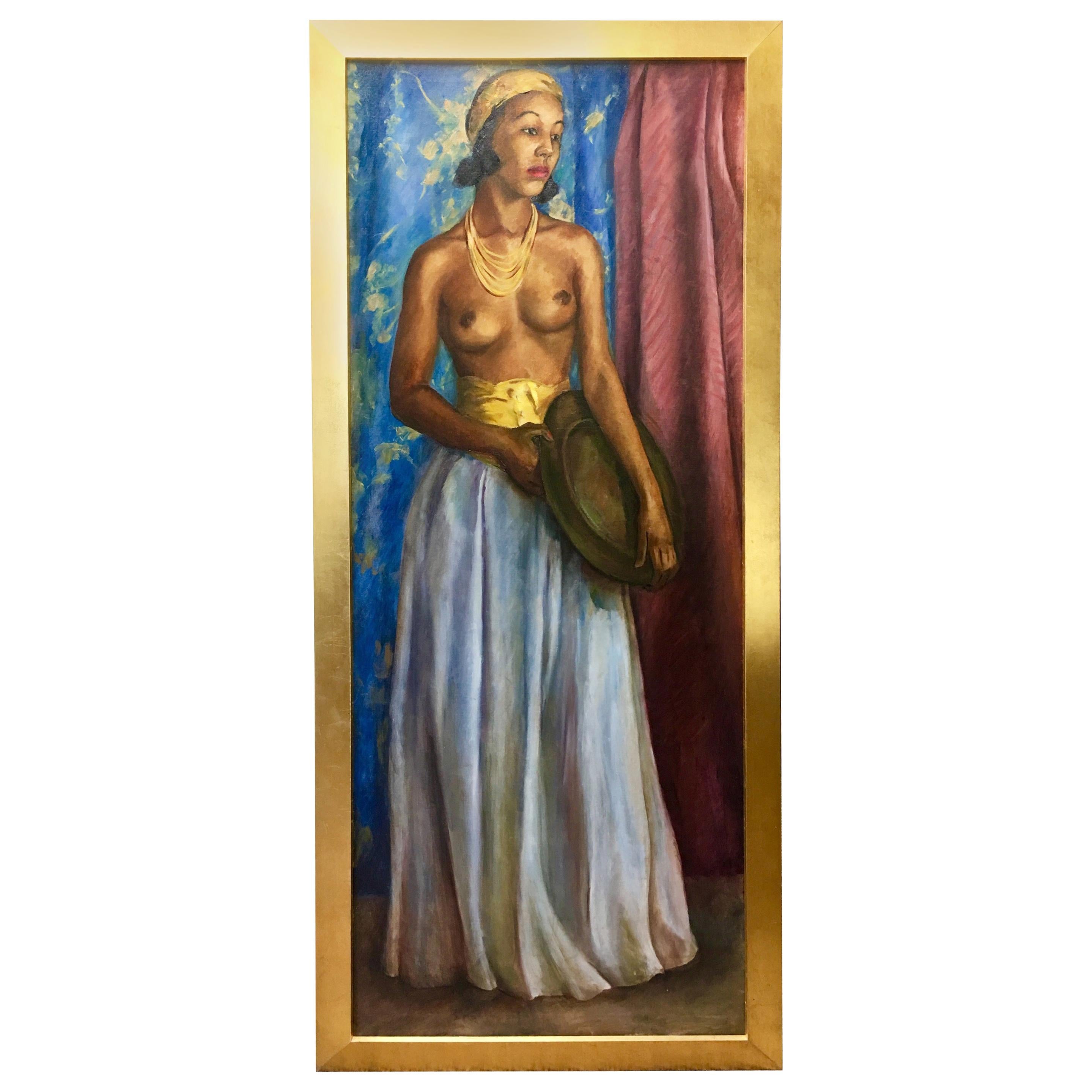 Dorothy Hart Drew African American Nude Woman Standing Oil Painting For Sale at 1stDibs picture