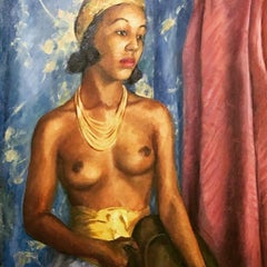 Dorothy Hart Drew African American Nude Woman Standing Oil Painting