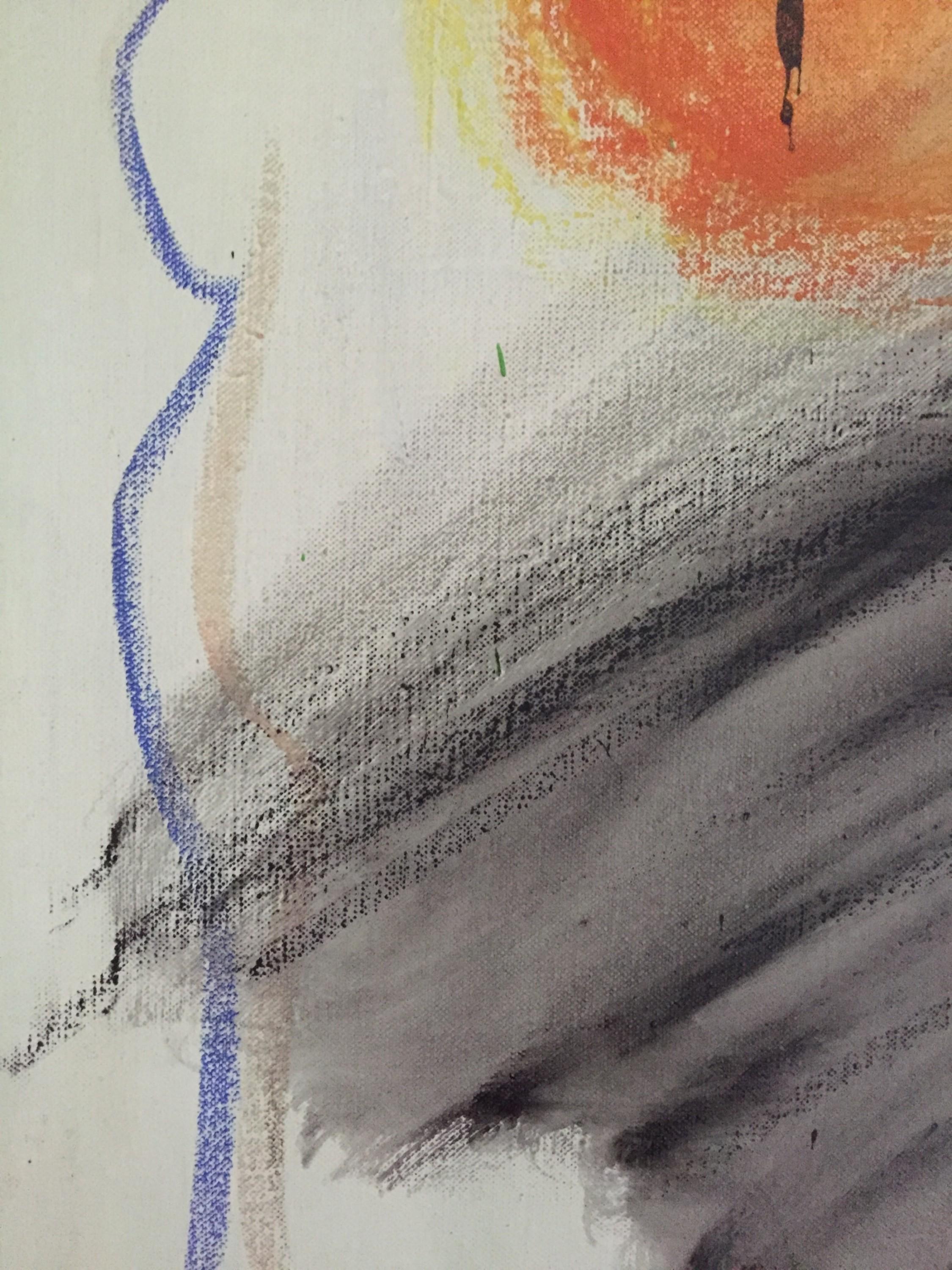 Peinture à l'huile expressionniste abstraite « Little Sun » de 1962 - Expressionnisme abstrait Painting par Dorothy Heller