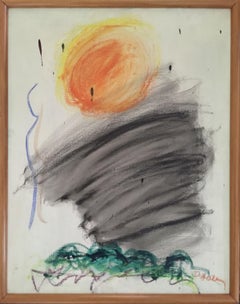 Vintage 1962 Abstract Expressionist Oil Painting "Little Sun"