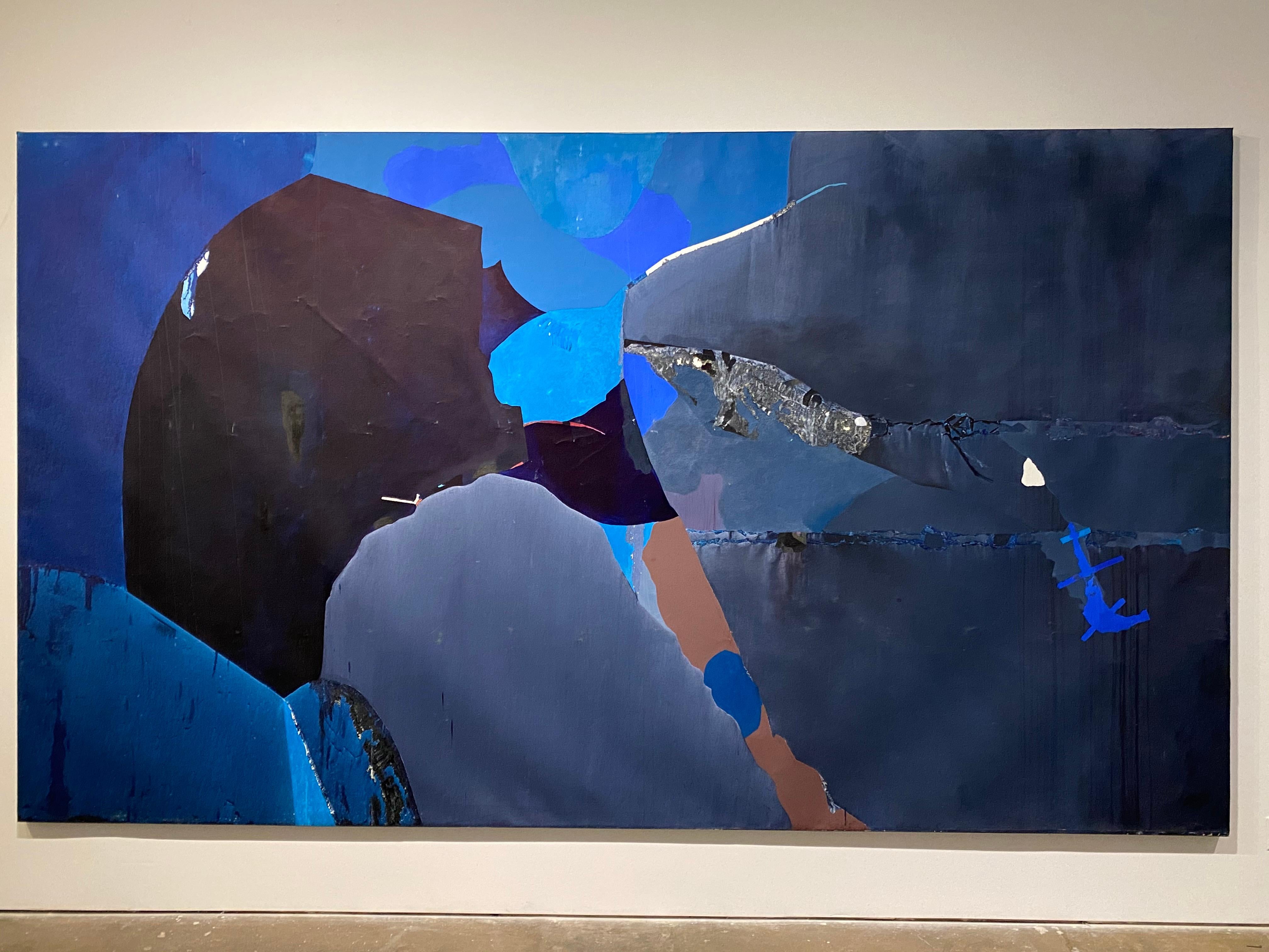 This monumental oil on canvas painting is an outstanding example of the magnitude of Dorothy Hood’s prominence as a painter. Measuring over eight feet tall, and fifteen feet wide, this composition echoes a yearning for transcendence and the