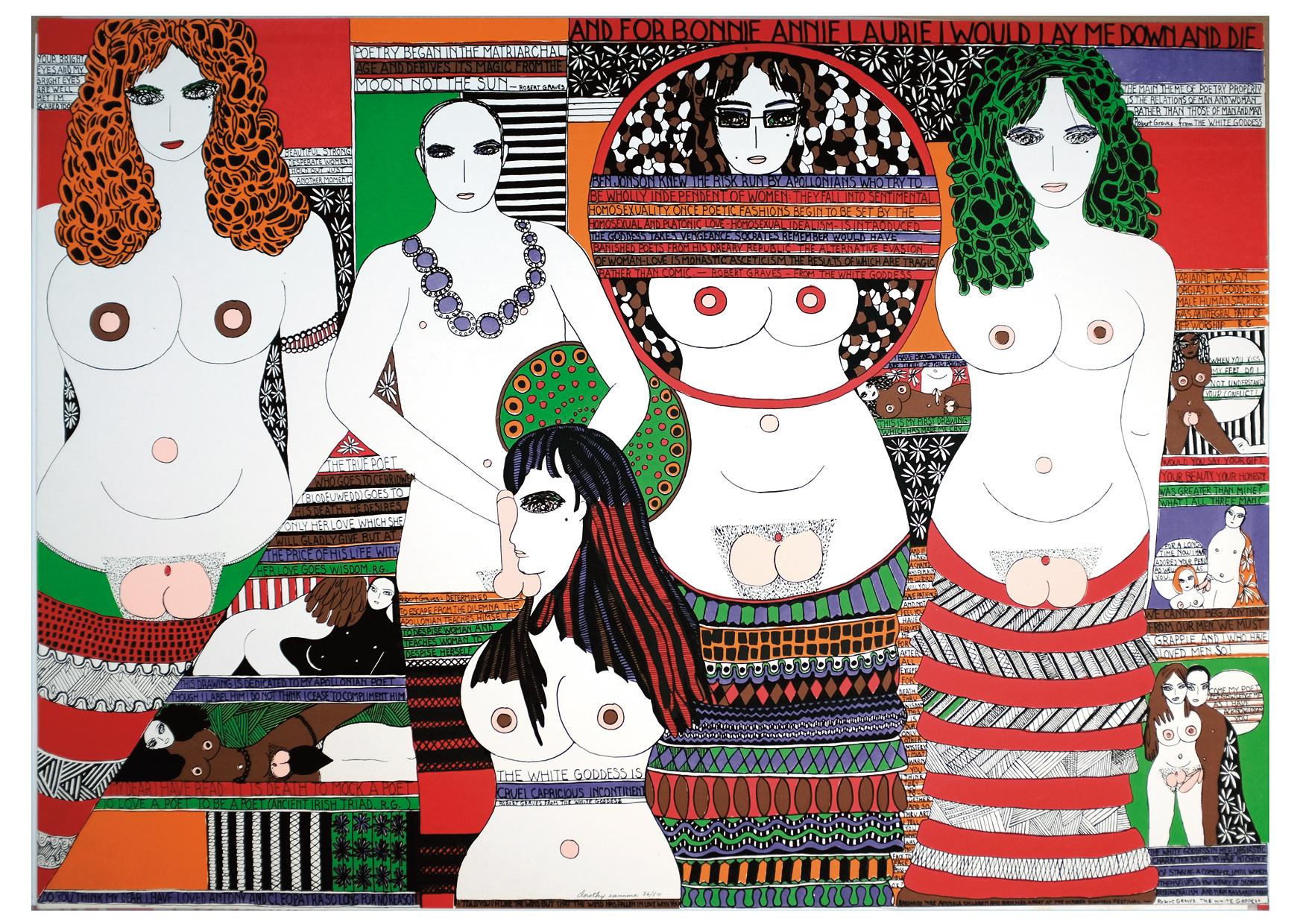 Dorothy Iannone Nude Print - The White Goddess #36/50