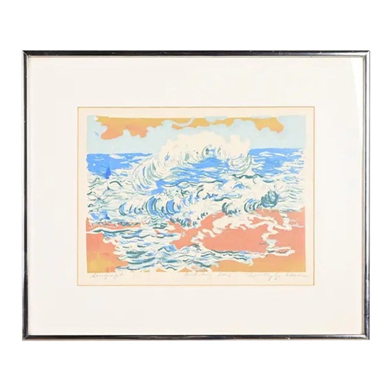 Dorothy J. Adams Original Signed "Frolicking Surf" Framed Serigraph im Angebot