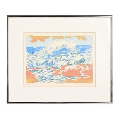 Dorothy J. Adams Original Signed "Frolicking Surf" Framed Serigraph