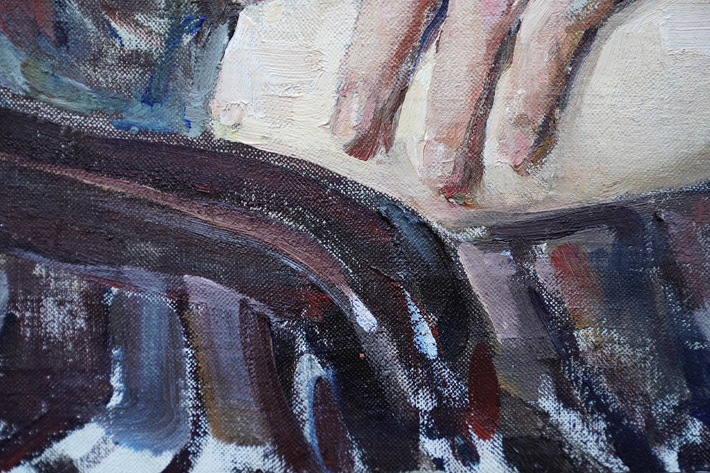 Porträt von Elspeth - Schottischer Impressionist 1950er Jahre Ausstellung Kunst Ölgemälde im Angebot 5